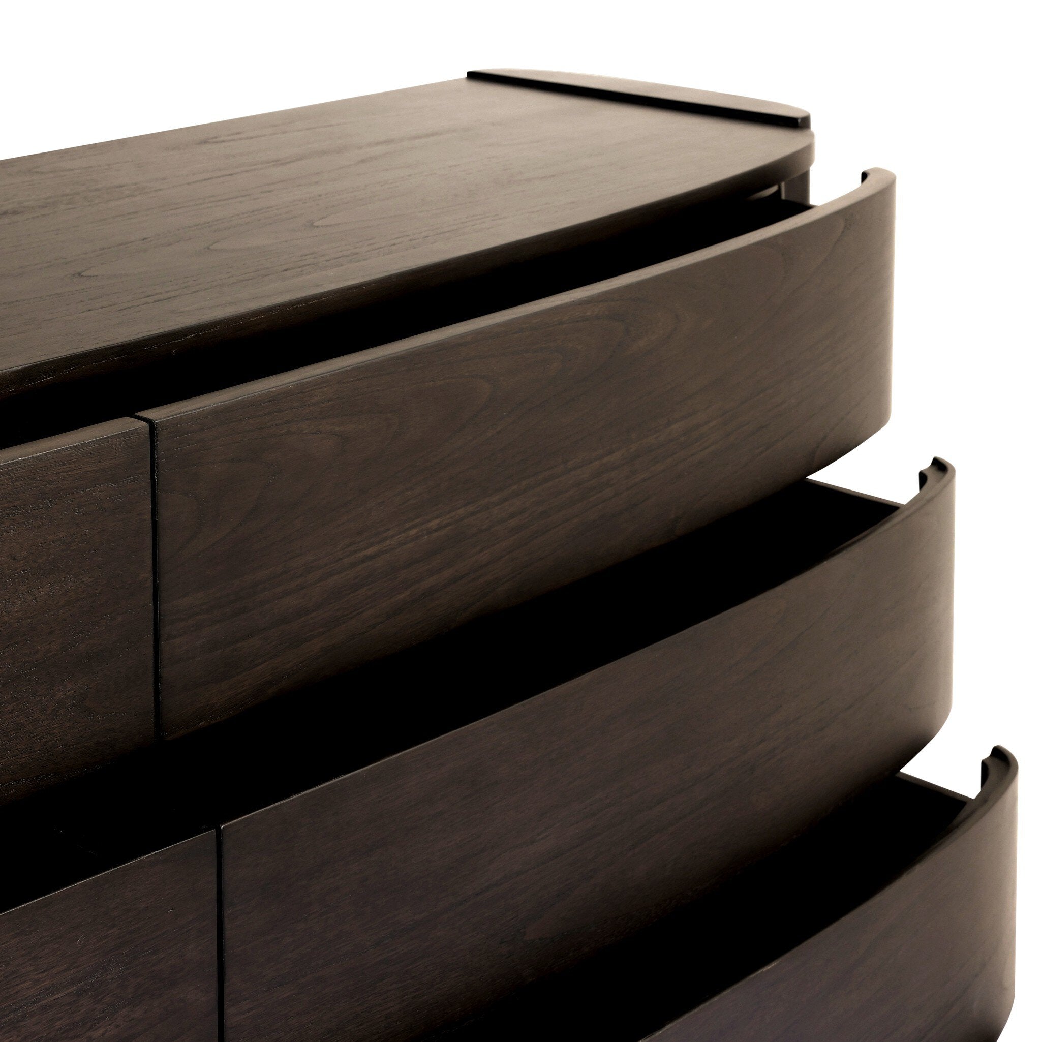 Four Hands Greer Smoked Black Sungkai 8 Drawer Dresser material and finish detail