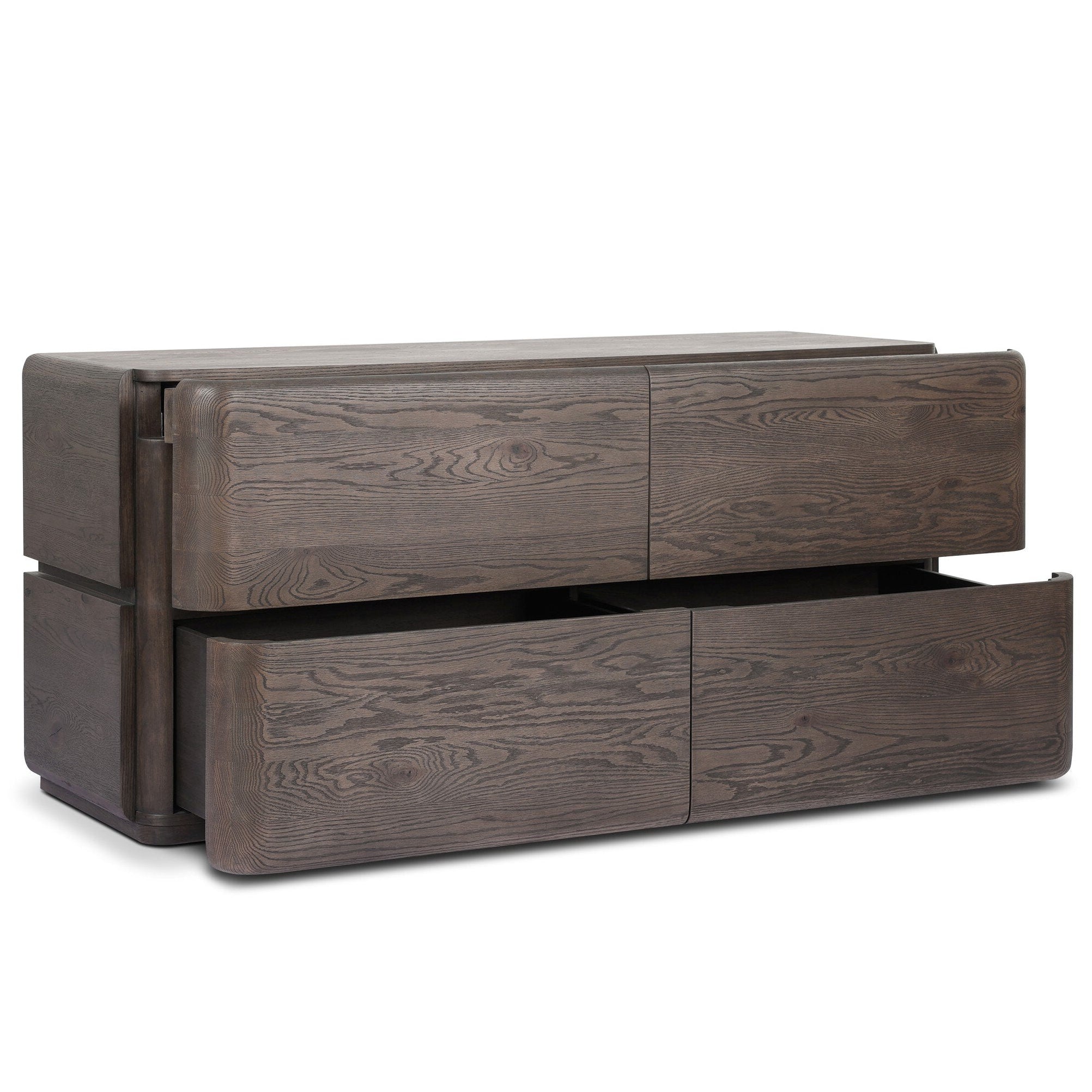 Four Hands Trona Tobacco Oak Dresser — shown open