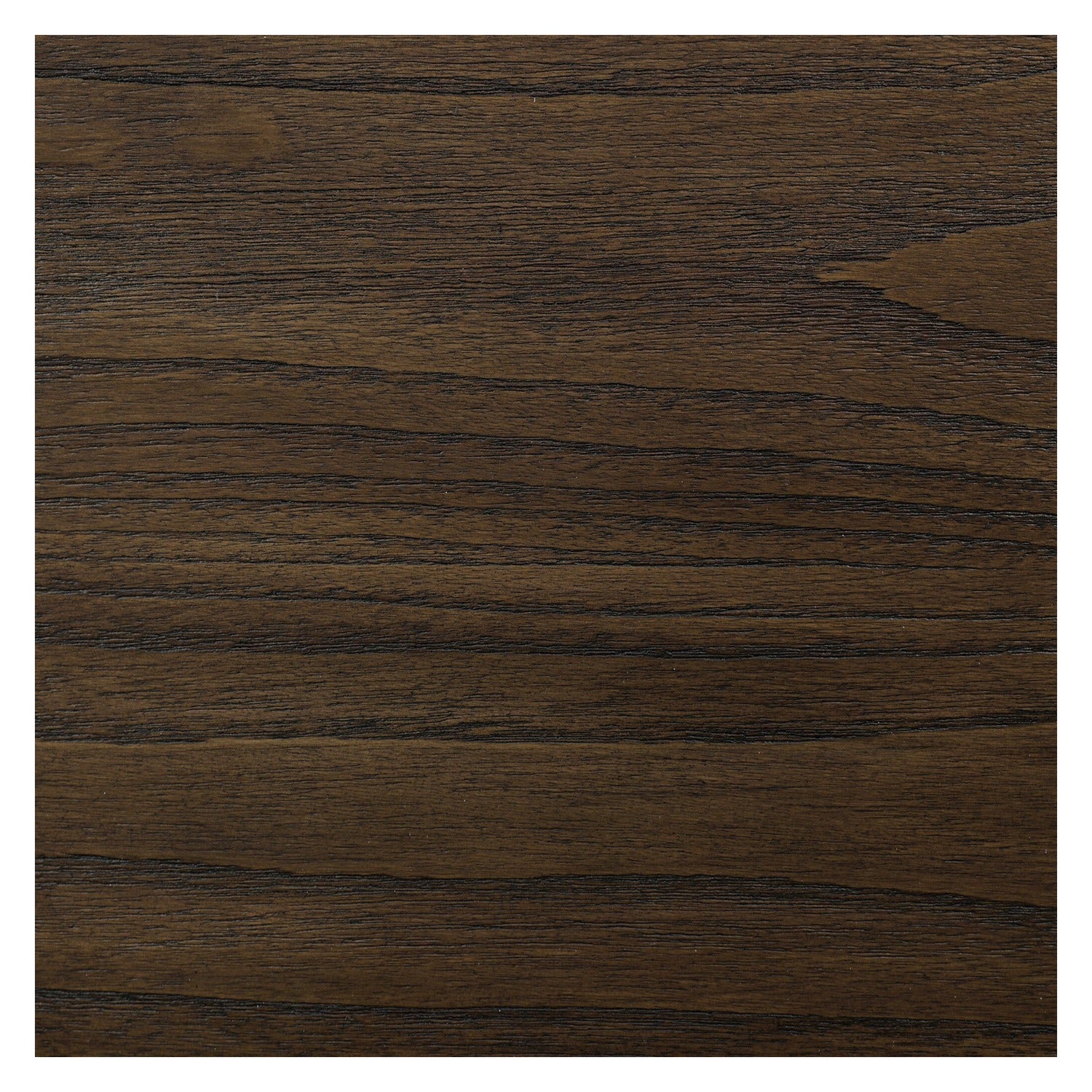 Four Hands Tovae Honed Coffee Marble Nightstand on saddle brown sungkai, close-up detail of sungkai grain, view 2