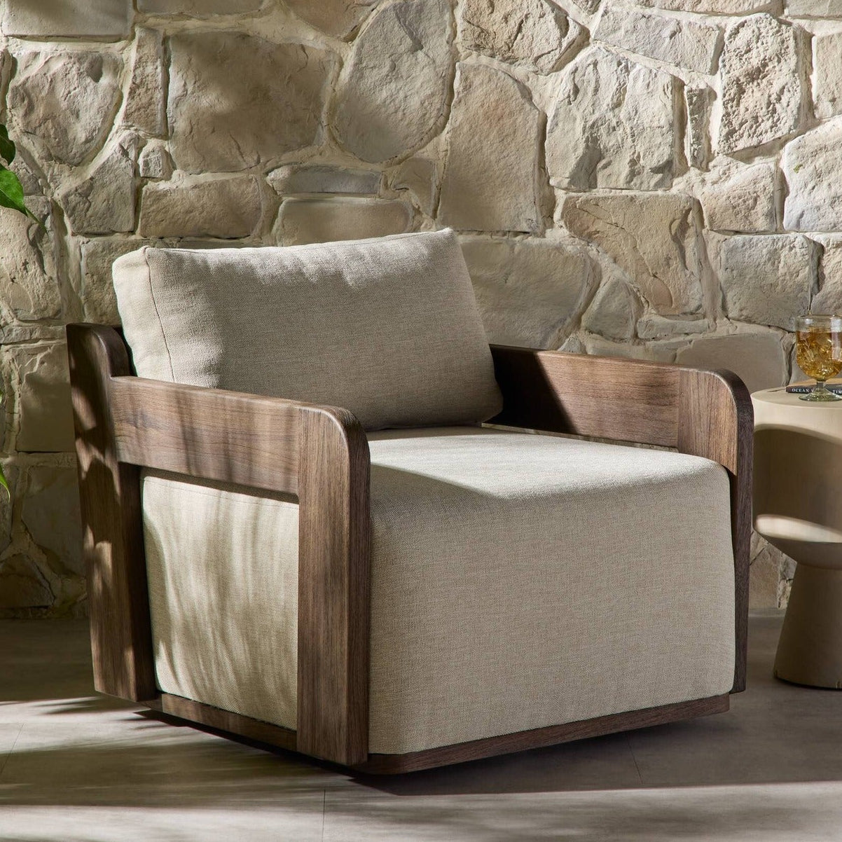 Four Hands Arwen Alessi Buff Outdoor Swivel Chair