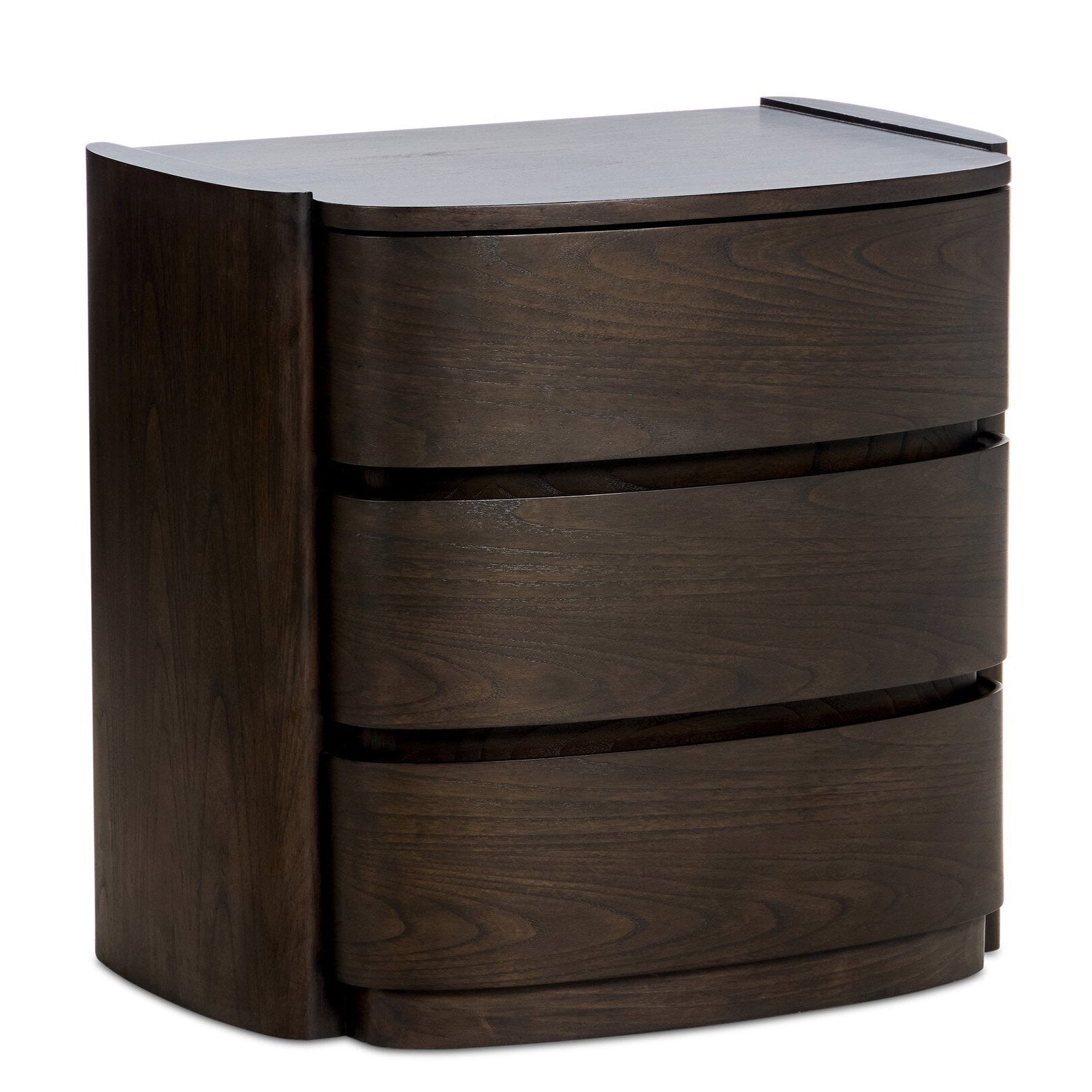 Four Hands Greer Smoked Black Sungkai Nightstand — styled view