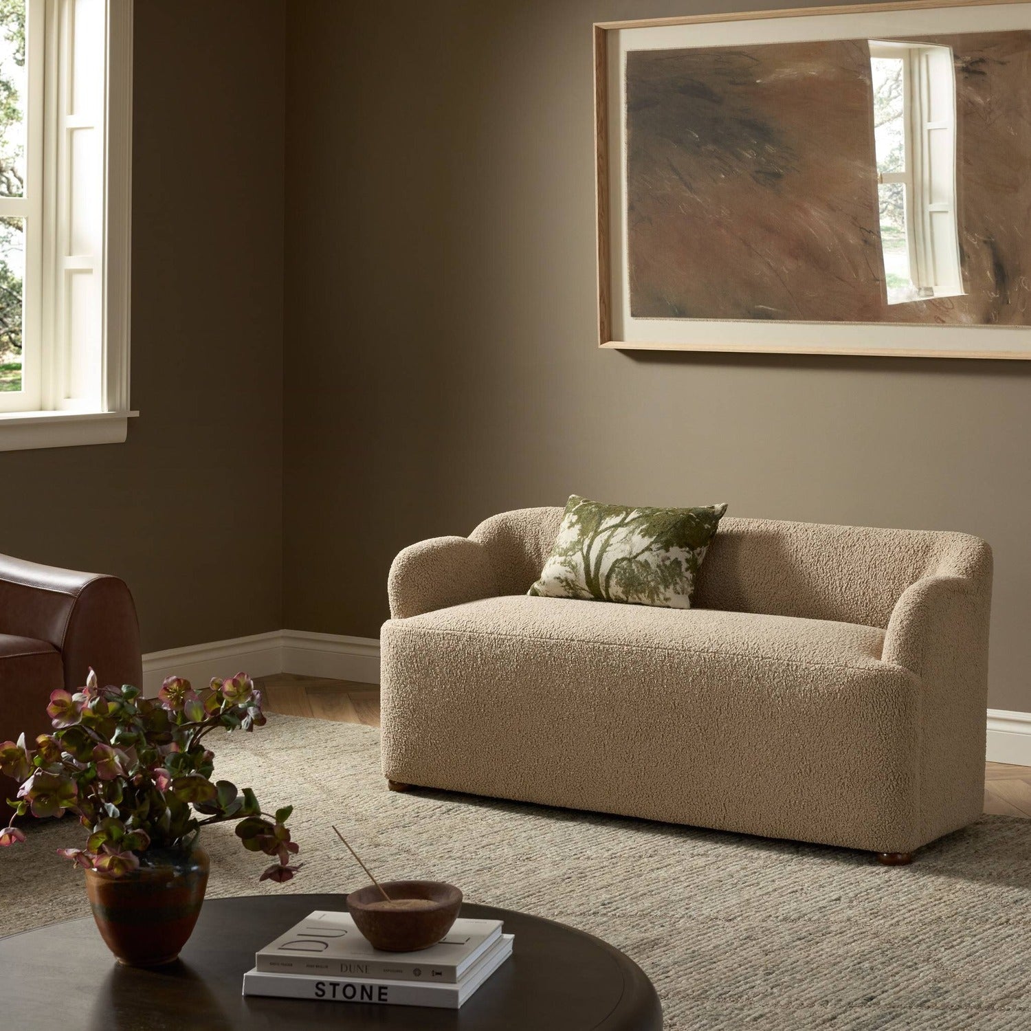 Four Hands Kadon Sheepskin Camel Accent Bench