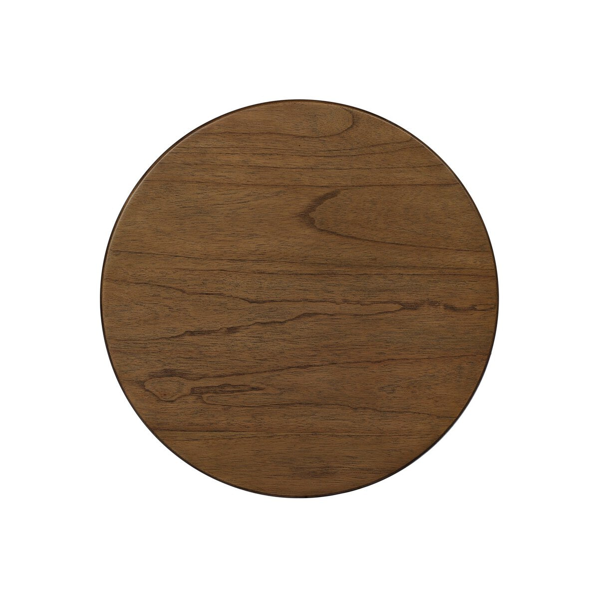 Four Hands Ona End Table in amber mindi veneer with carved reeding, top surface view showing veneer grain
