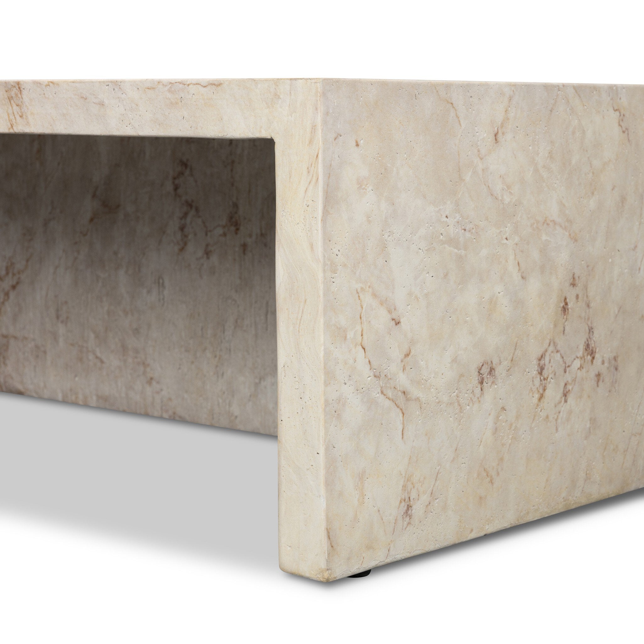 Four Hands Ludlow Natural Veined Concrete Outdoor Coffee Table — edge and joinery detail