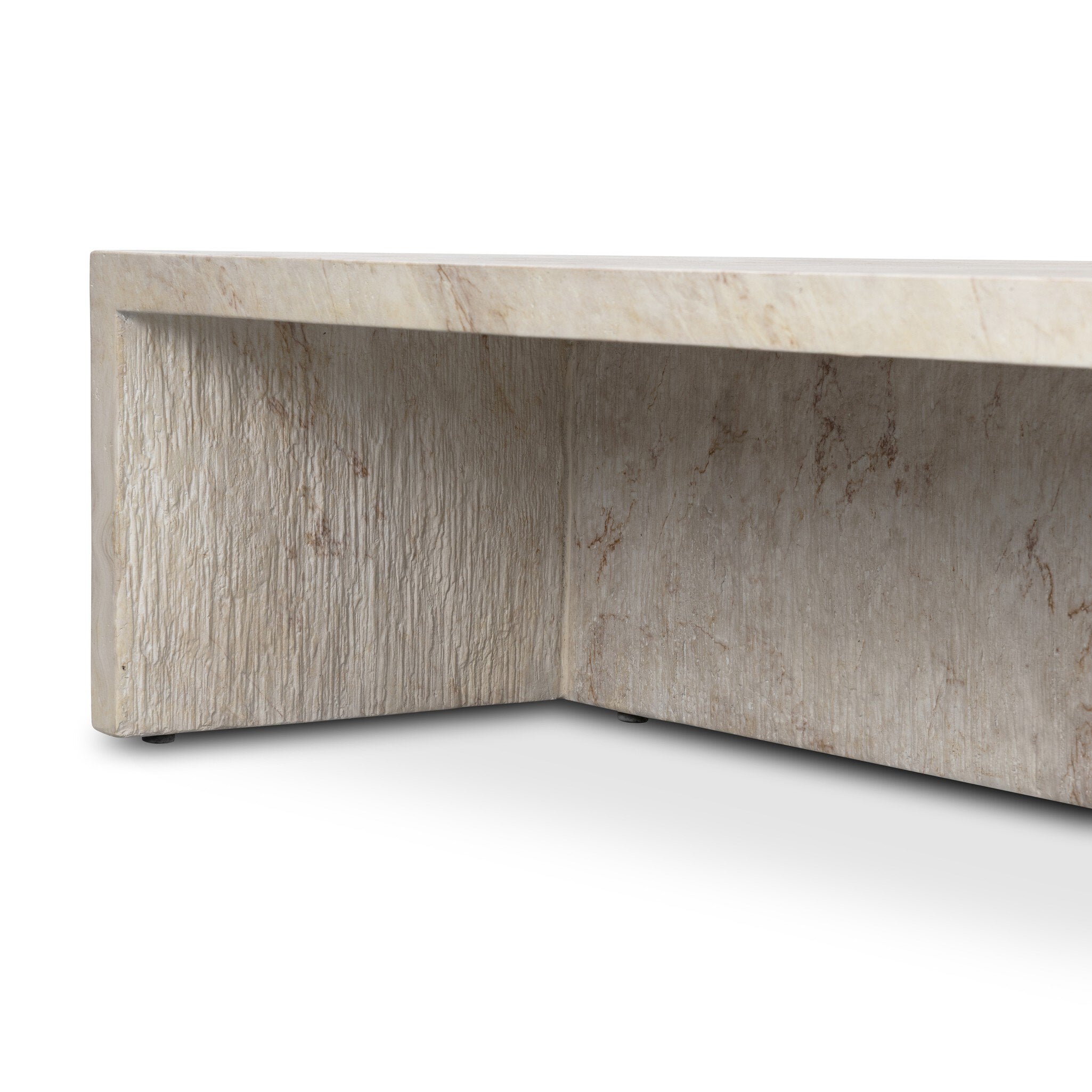 Four Hands Ludlow Natural Veined Concrete Outdoor Coffee Table — texture detail