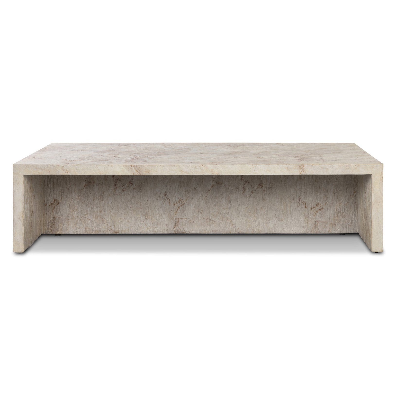 Four Hands Ludlow Natural Veined Concrete Outdoor Coffee Table — front view