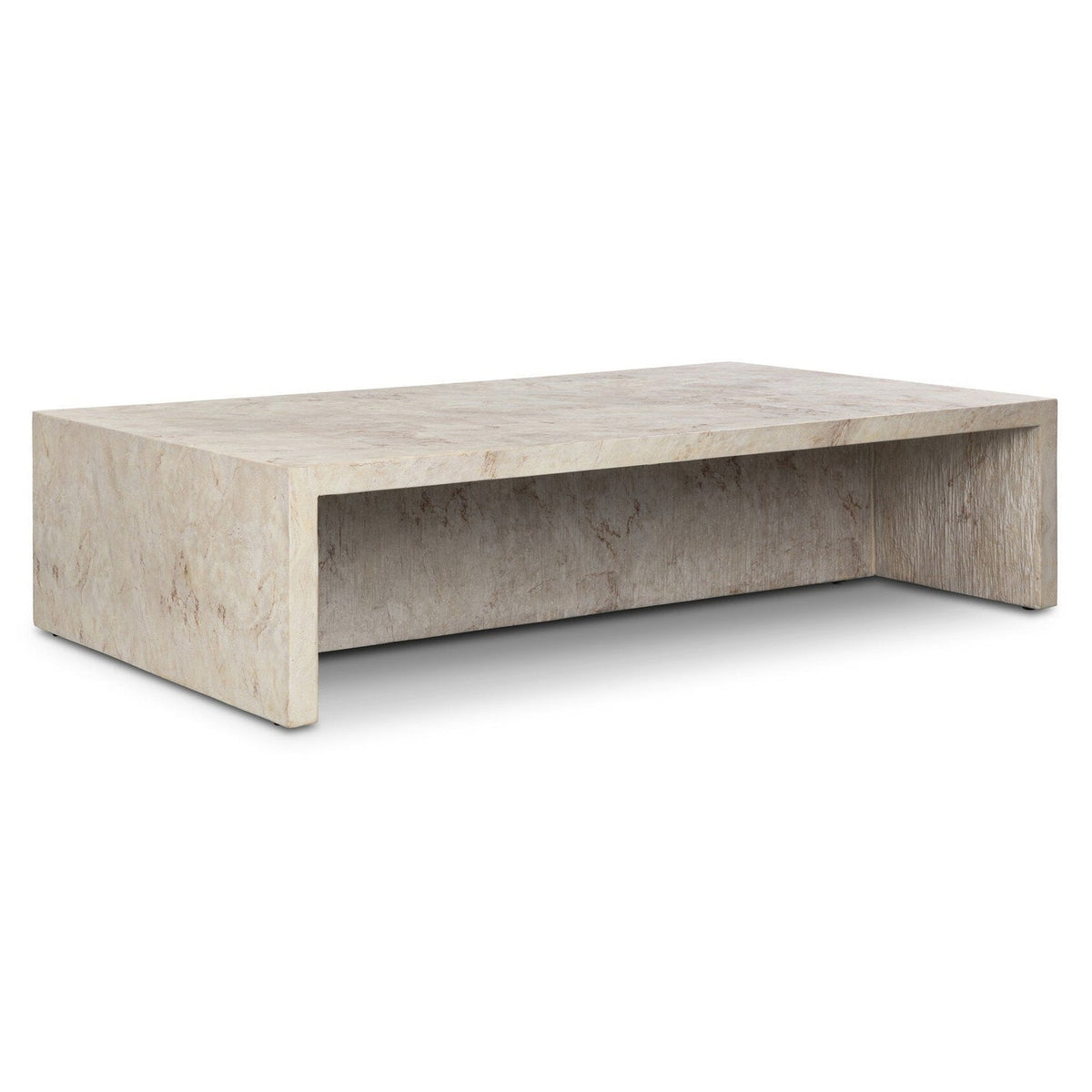 Four Hands Ludlow Natural Veined Concrete Outdoor Coffee Table — styled view