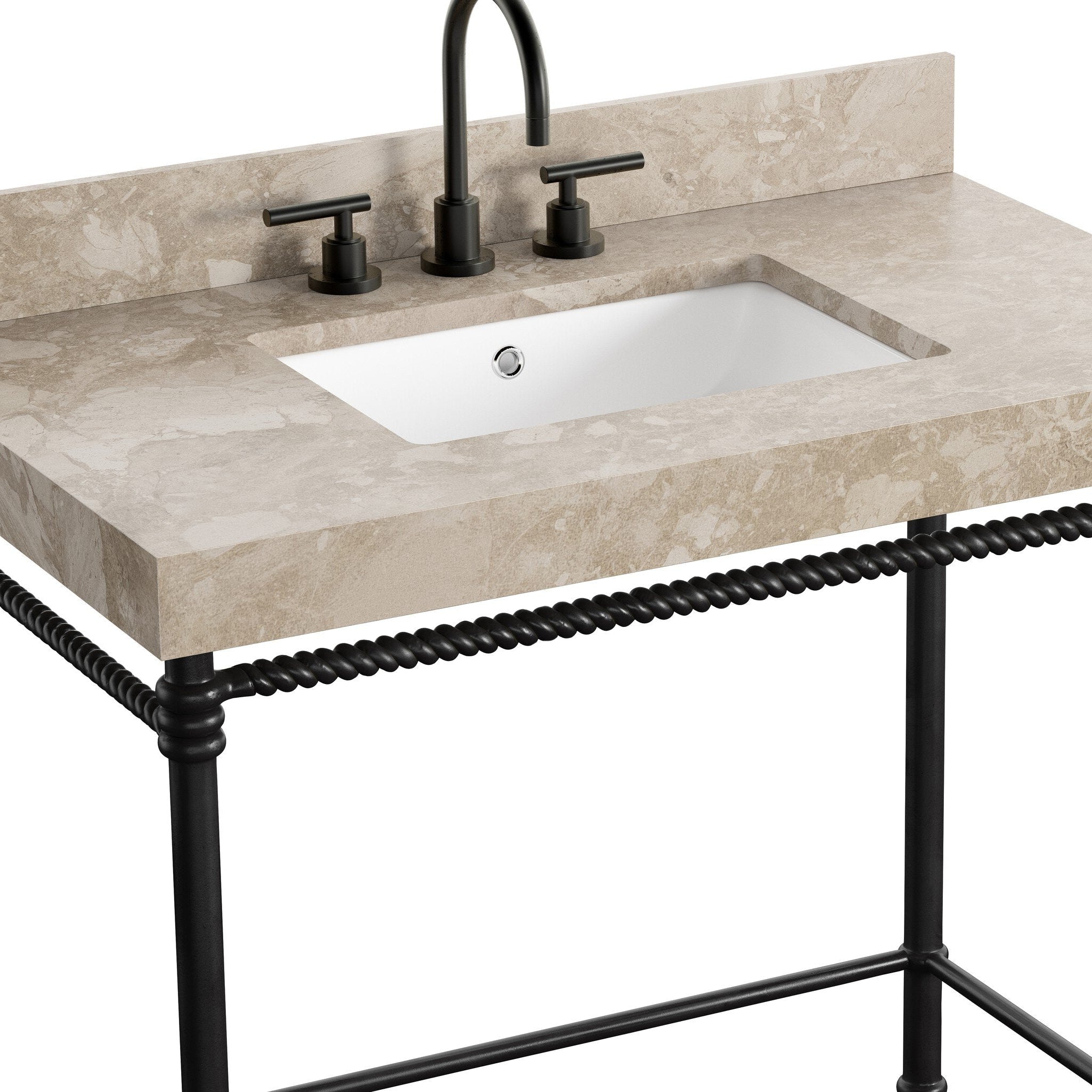 Four Hands Cassia Textured Dark Bronze Washstand — material and finish detail