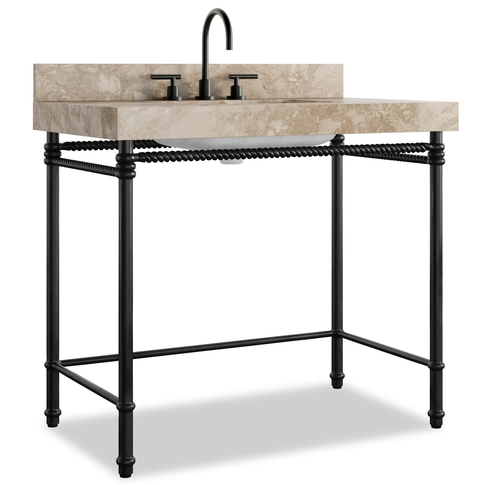 Four Hands Cassia Textured Dark Bronze Washstand — styled view