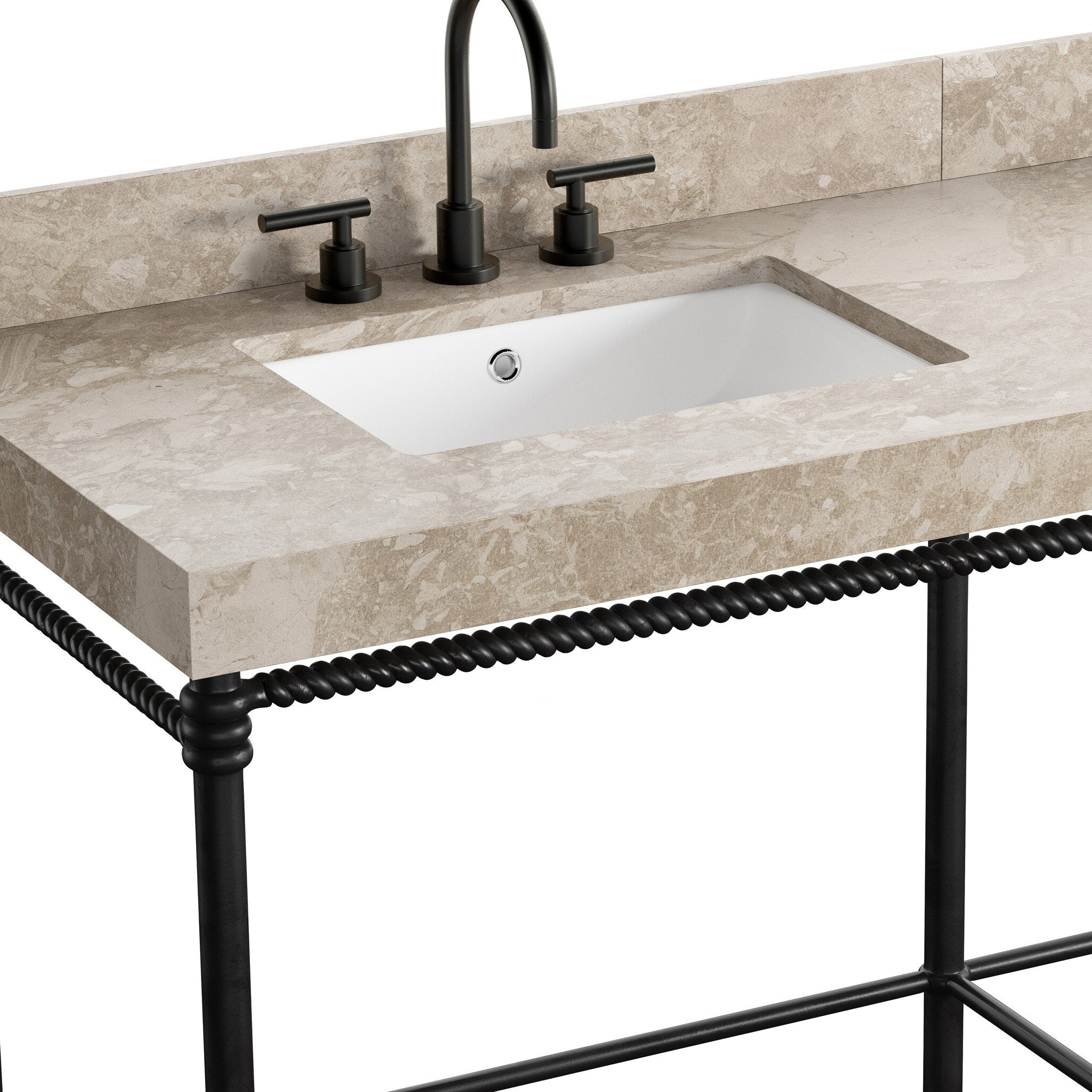 Four Hands Cassia Textured Dark Bronze Double Washstand — close-up of the surface