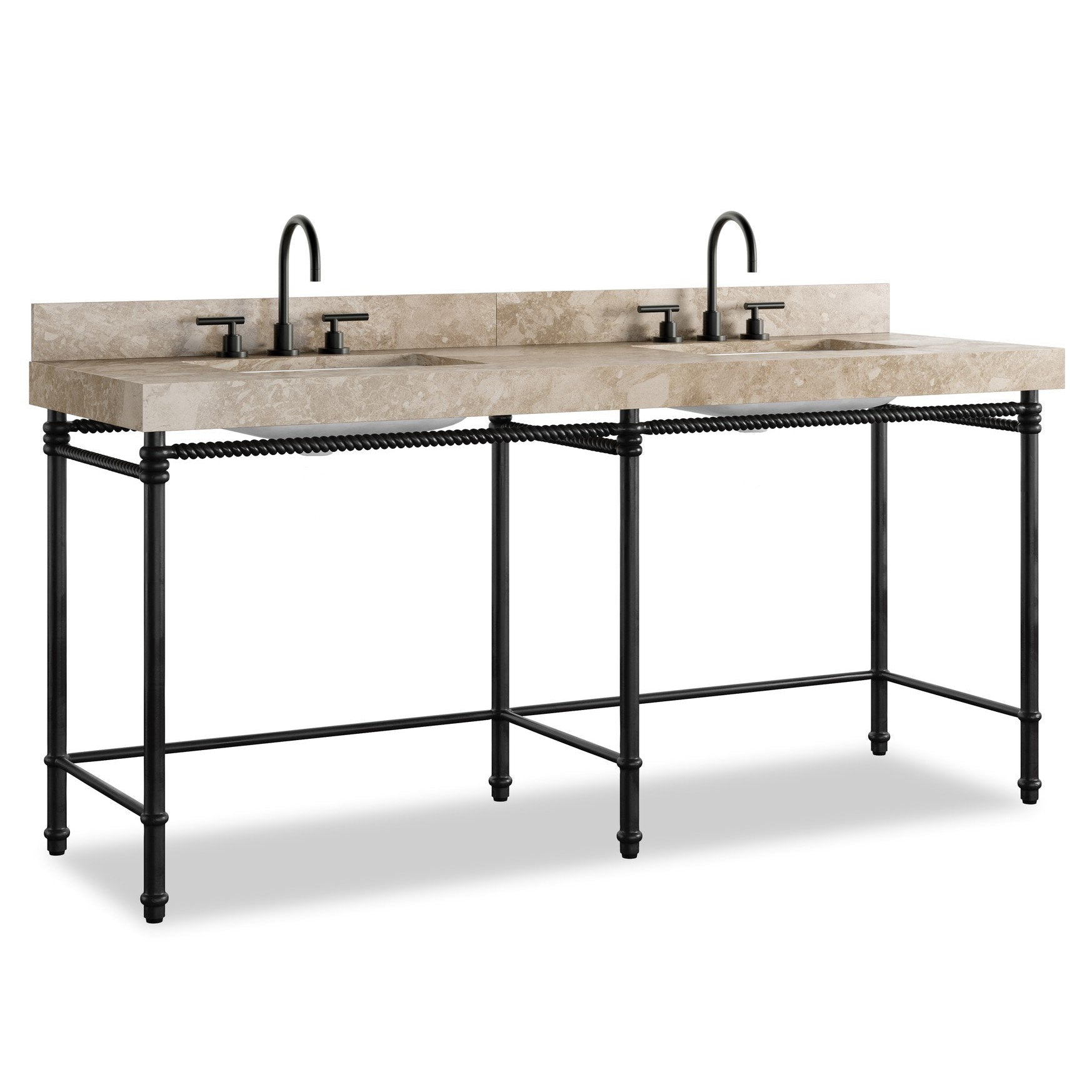 Four Hands Cassia Textured Dark Bronze Double Washstand — styled view