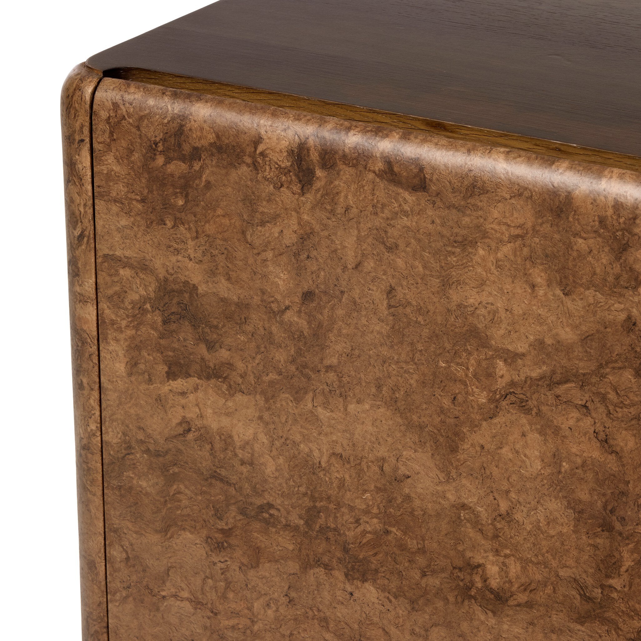 Four Hands Cambros Dark Bark Paper Media Console — close-up of the surface
