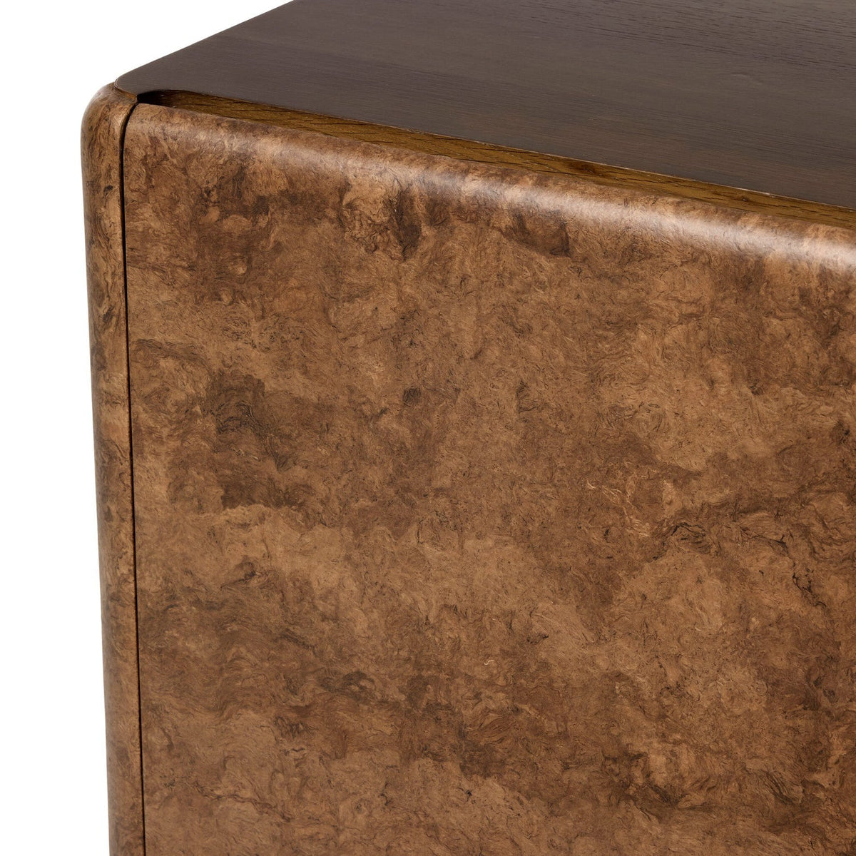Four Hands Cambros Dark Bark Paper Media Console — close-up of the surface