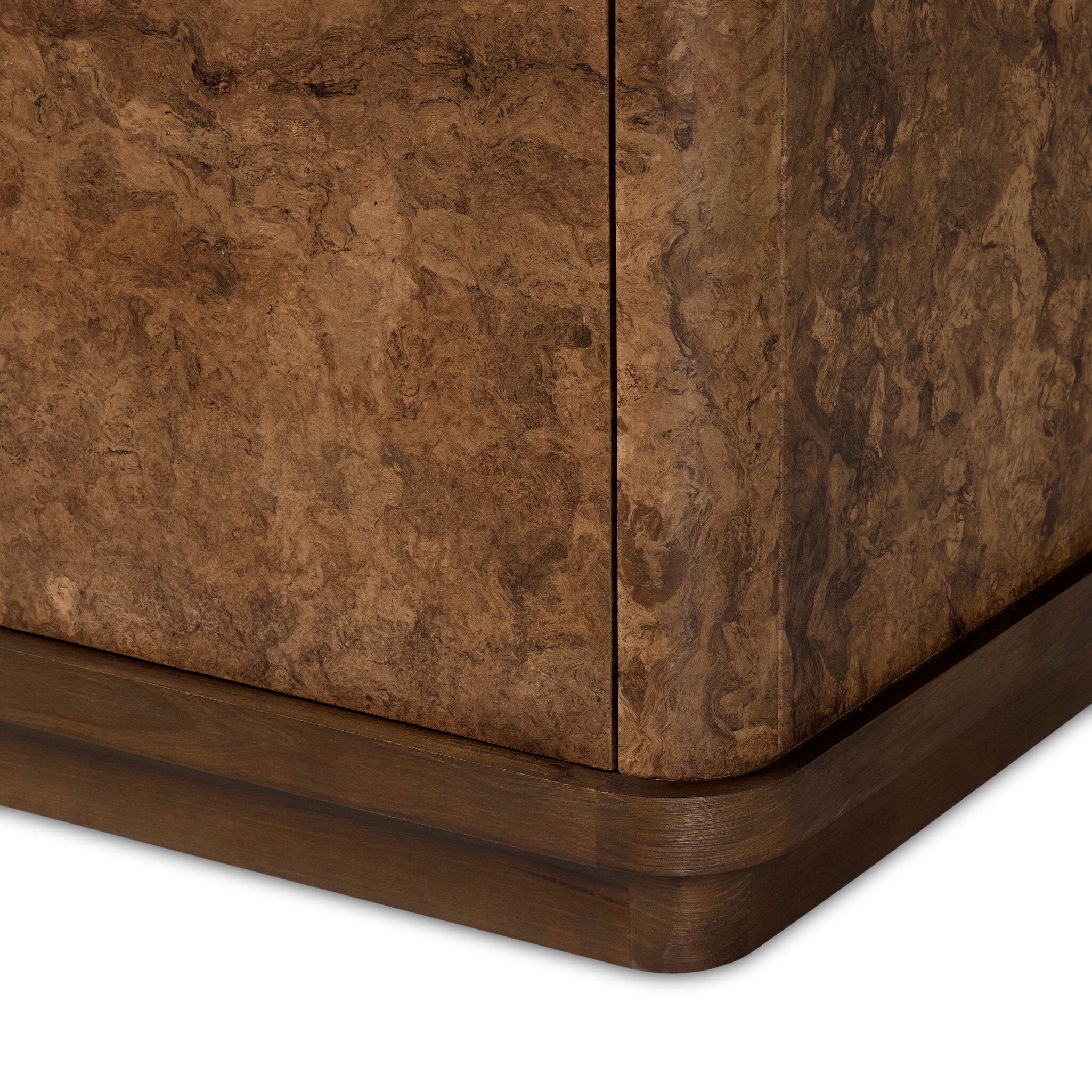 Four Hands Cambros Dark Bark Paper Media Console — edge and joinery detail