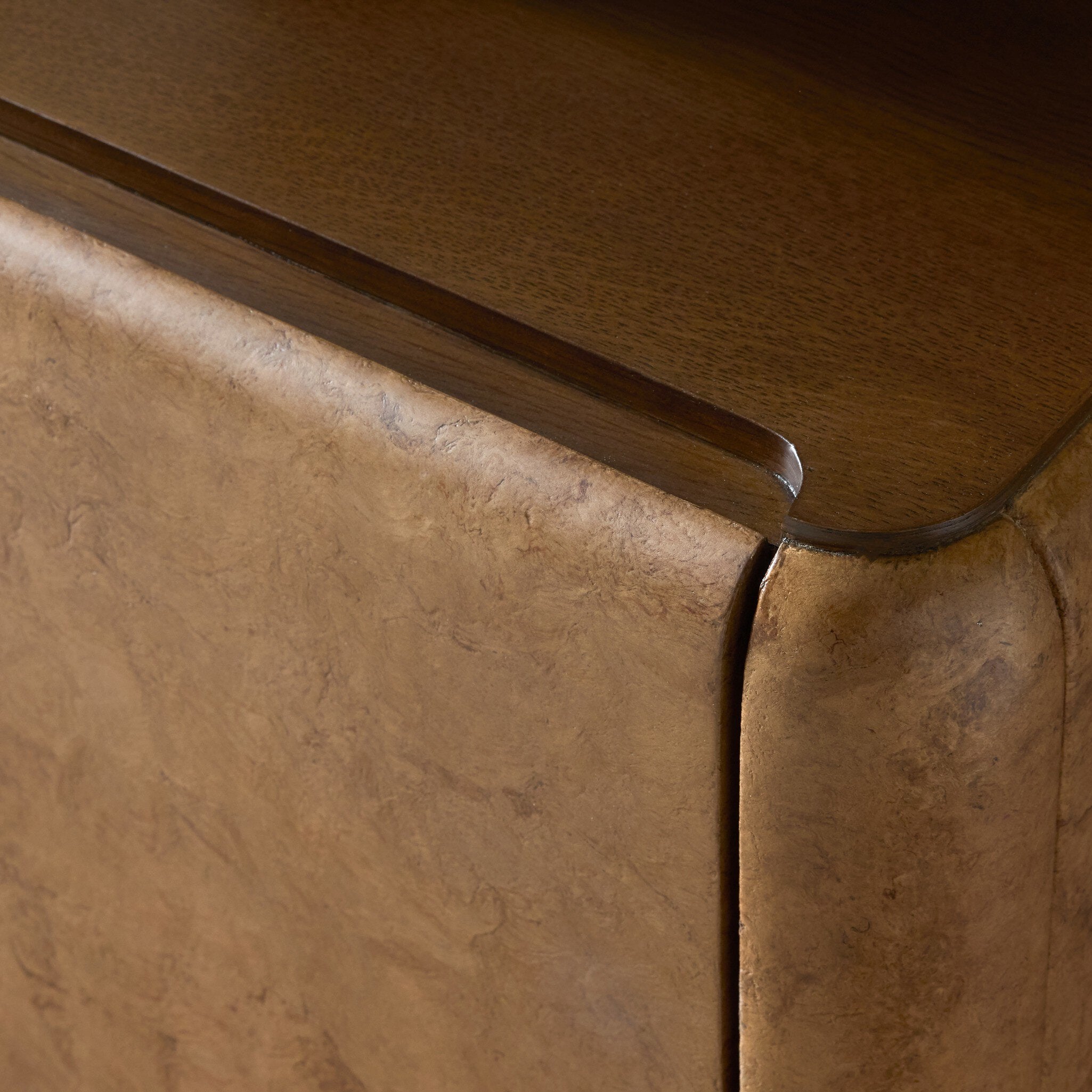 Four Hands Cambros Dark Bark Paper Media Console — texture detail