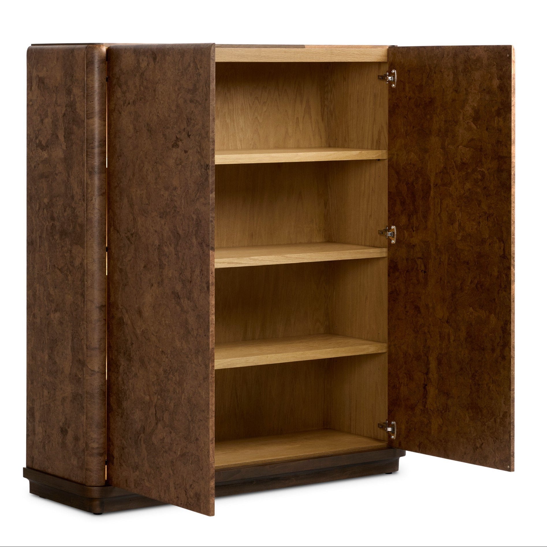 Four Hands Cambros Dark Bark Paper Cabinet — shown open