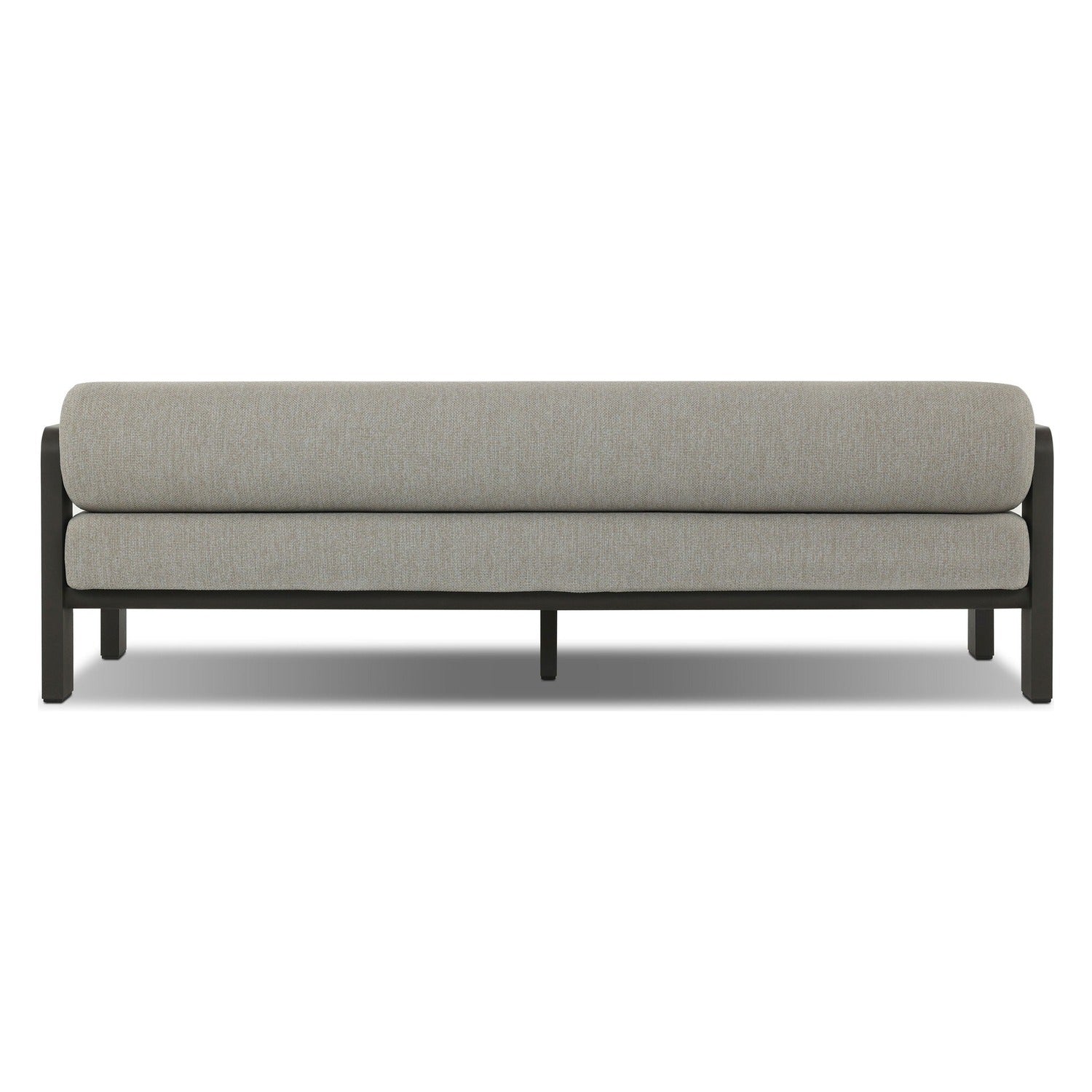 Four Hands Tatiana Ramiro Ecru 86in Outdoor Sofa on bronze aluminum frame, back view