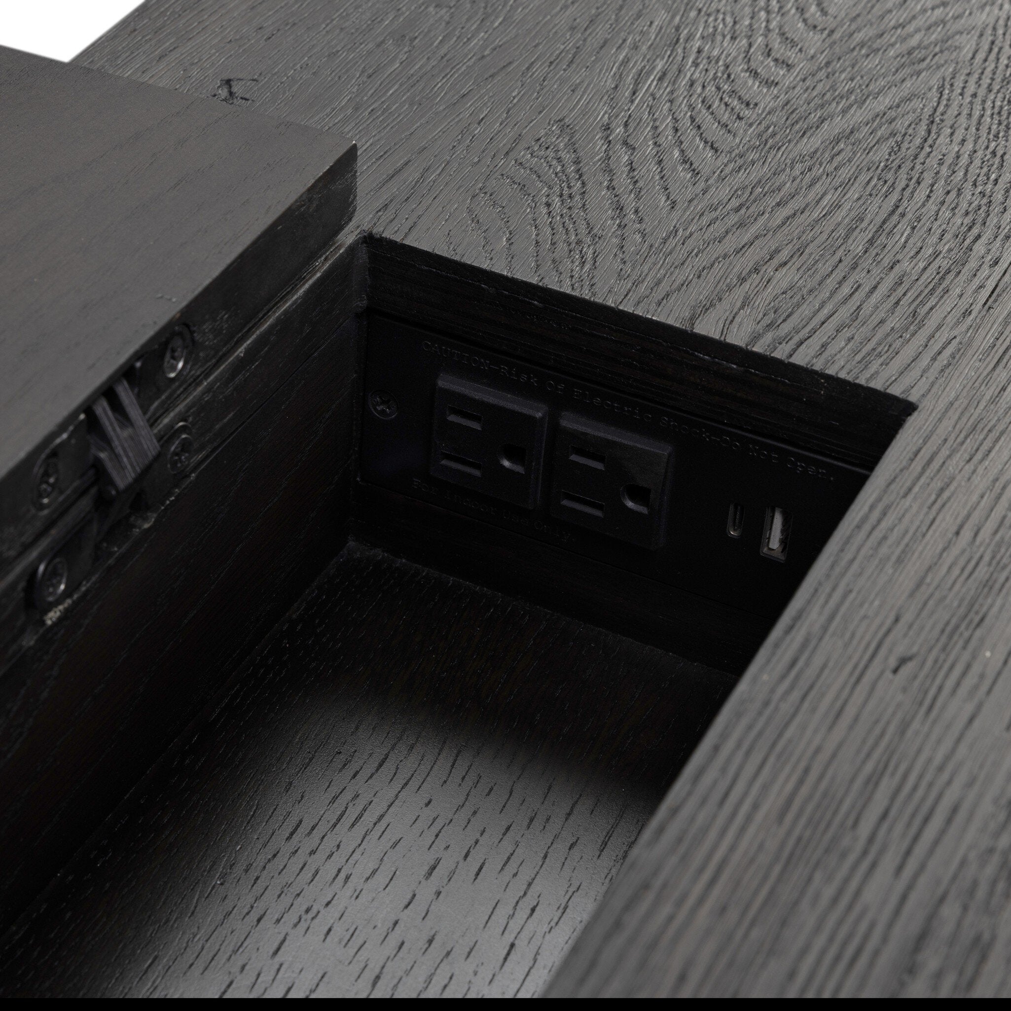 Four Hands Taylor Worn Black Oak Standing Desk — craftsmanship close-up