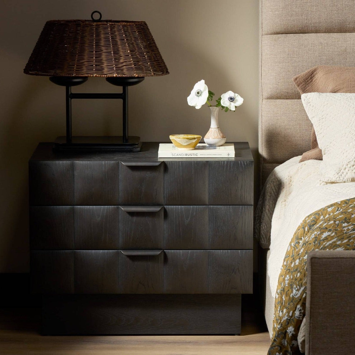 Four Hands Swell Dry Black Oak Nightstand