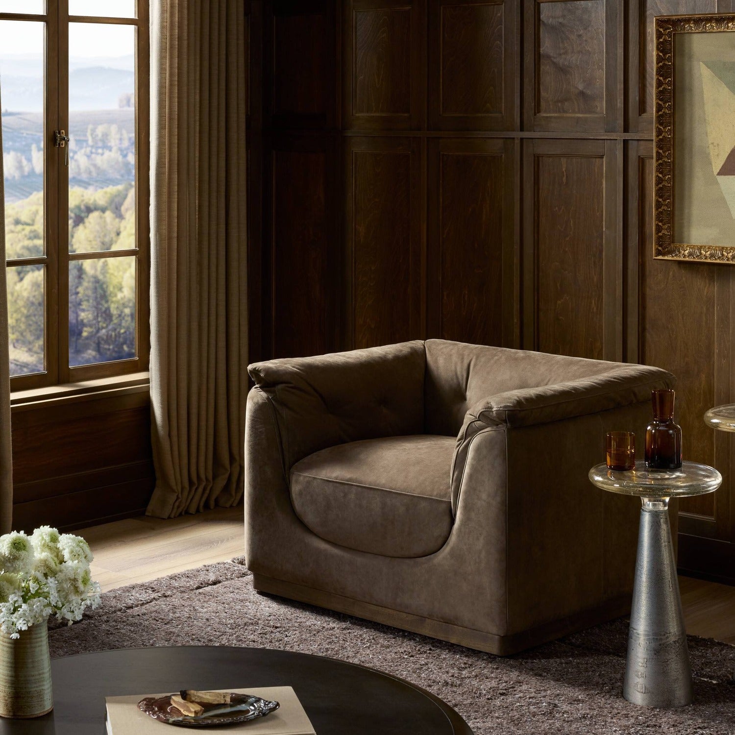 Four Hands Santino Nubuck Cigar Swivel Chair