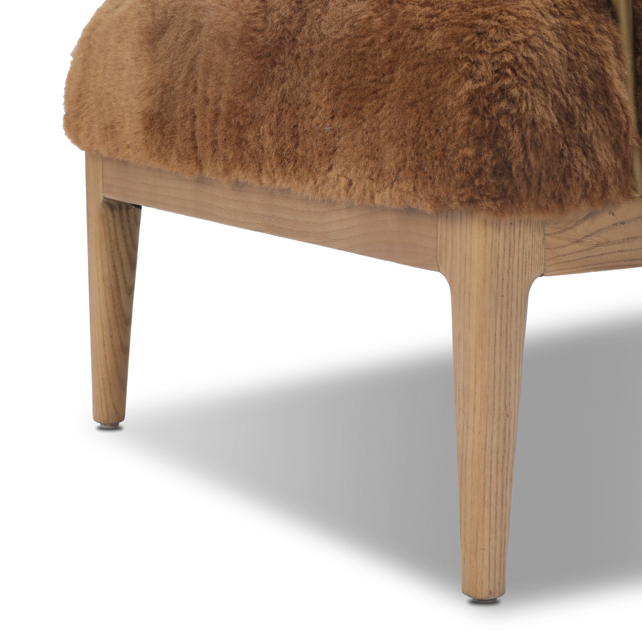 Four Hands Yesenia Ochre Shearling Chair — Brushed Brass
