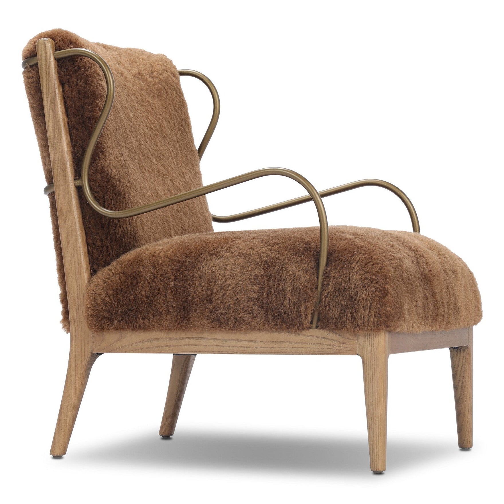 Four Hands Yesenia Ochre Shearling Chair — Solid Ash
