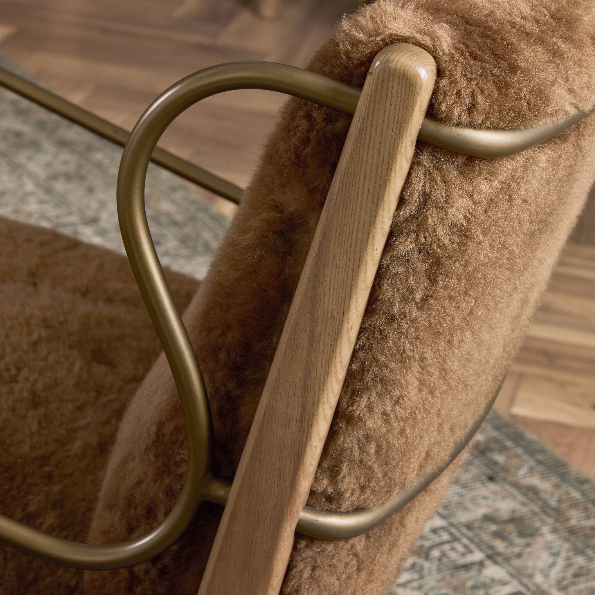 Four Hands Yesenia Ochre Shearling Chair — finish and texture