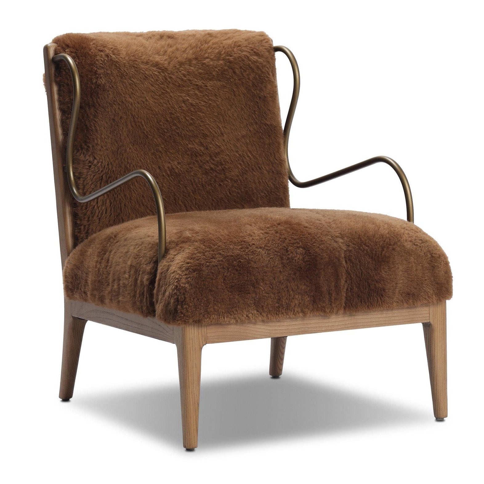 Four Hands Yesenia Ochre Shearling Chair full product view
