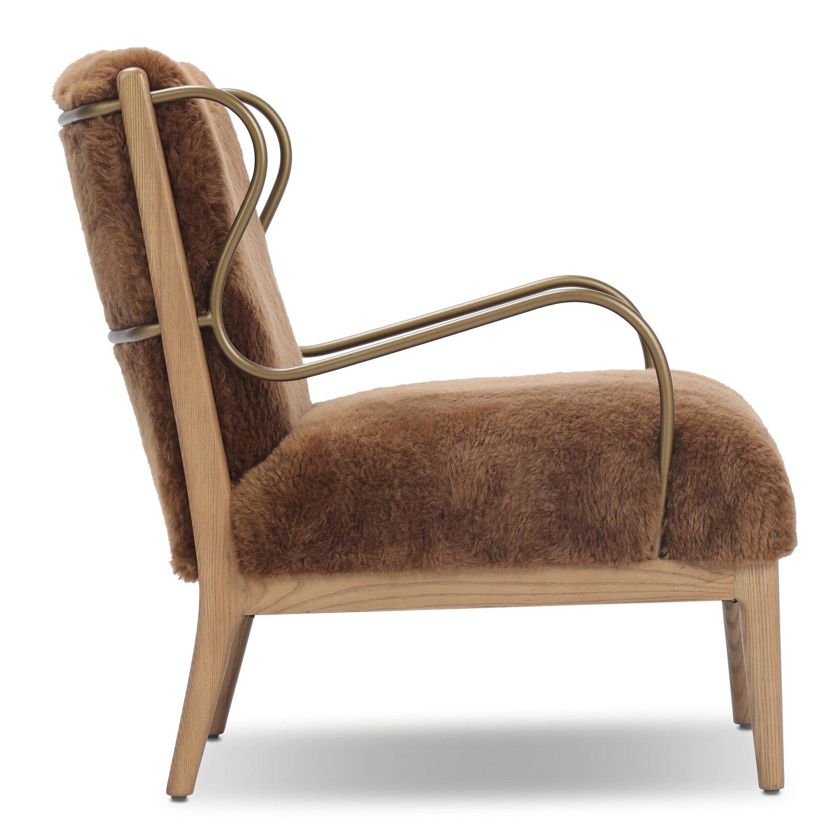 Four Hands Yesenia Ochre Shearling Chair side profile