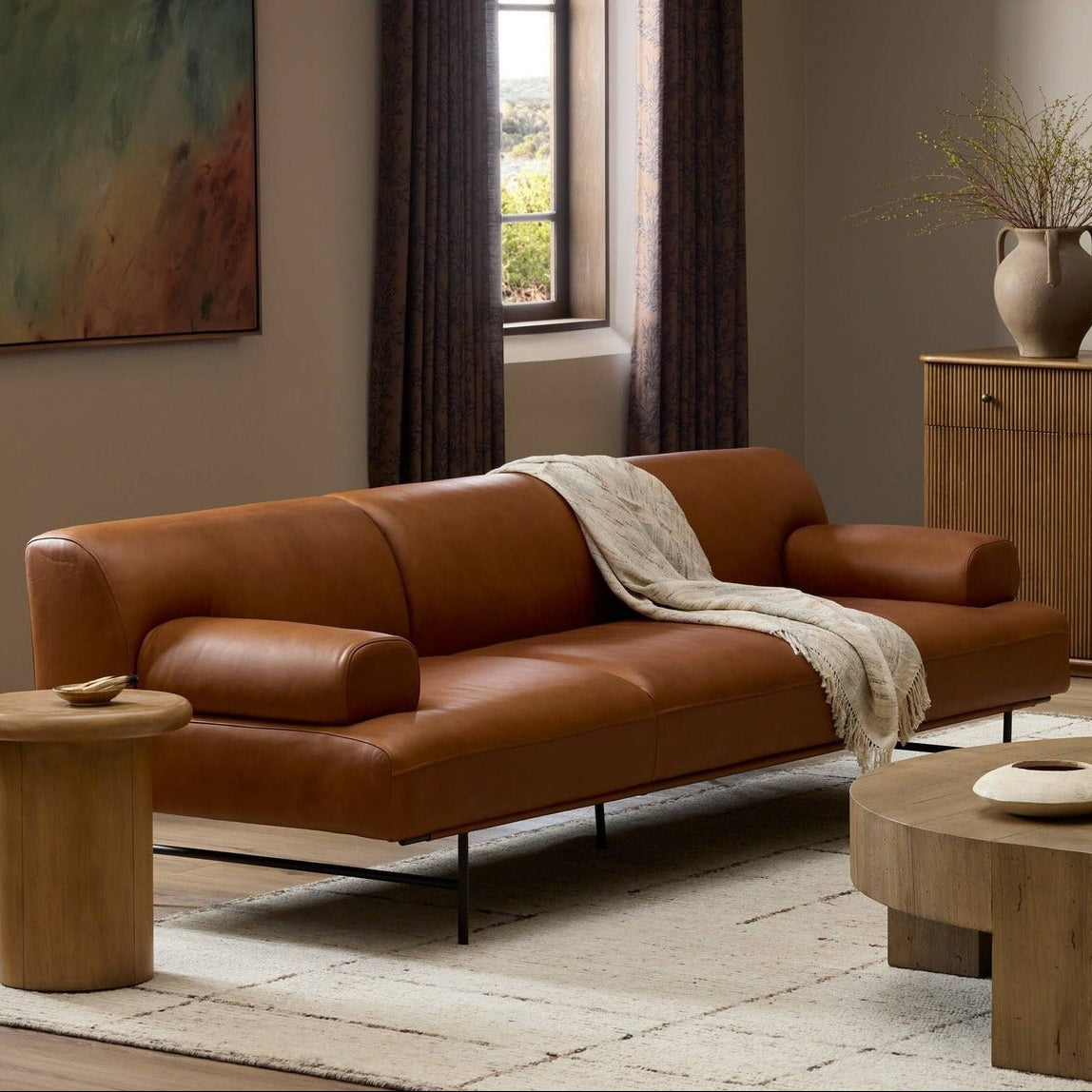 Four Hands Blaine Lorento Cognac 96in Sofa