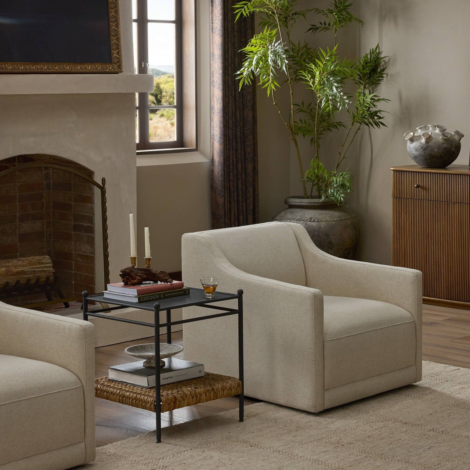 Four Hands Gianna Antwerp Natural Swivel Chair