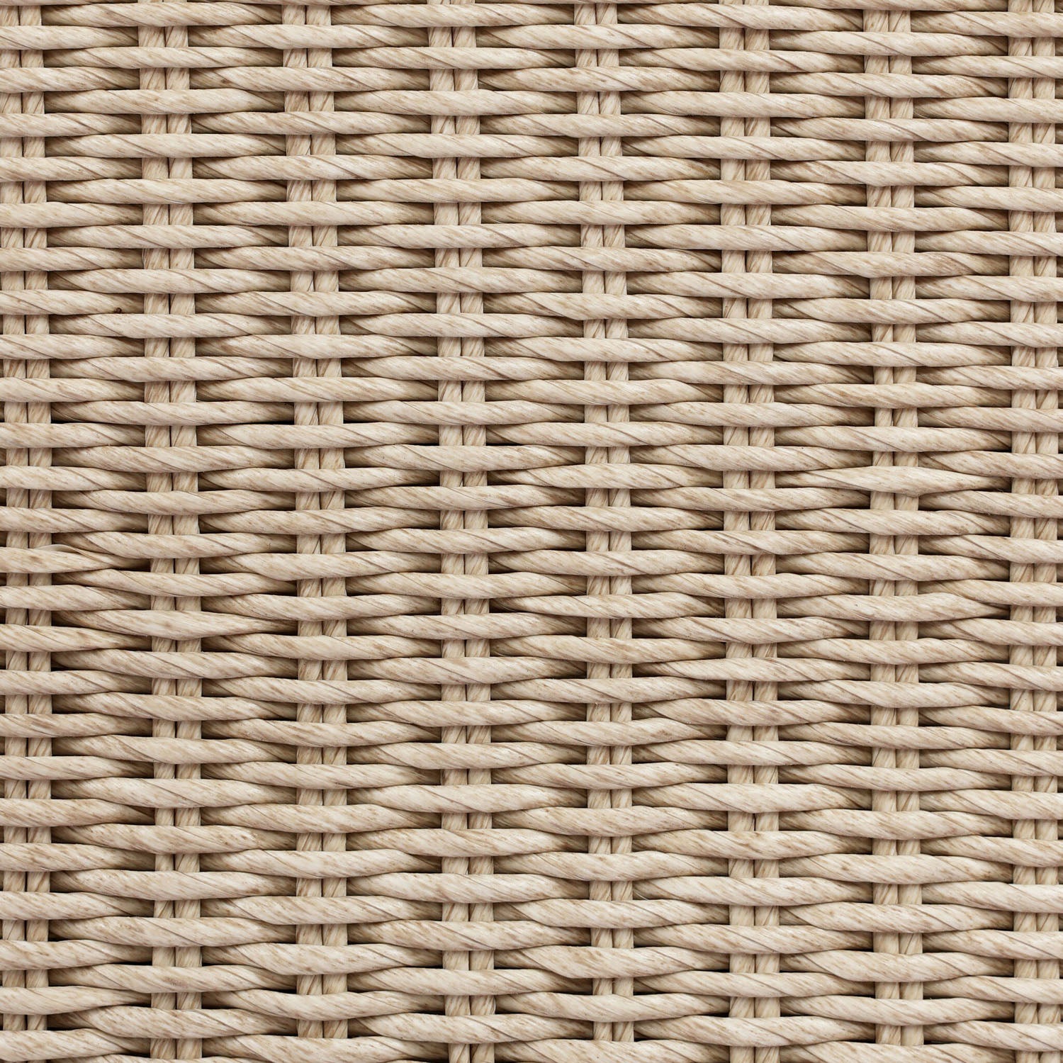 Four Hands Blaire Outdoor Swivel Chair in vintage white woven with salt cushion, close-up detail, view 4
