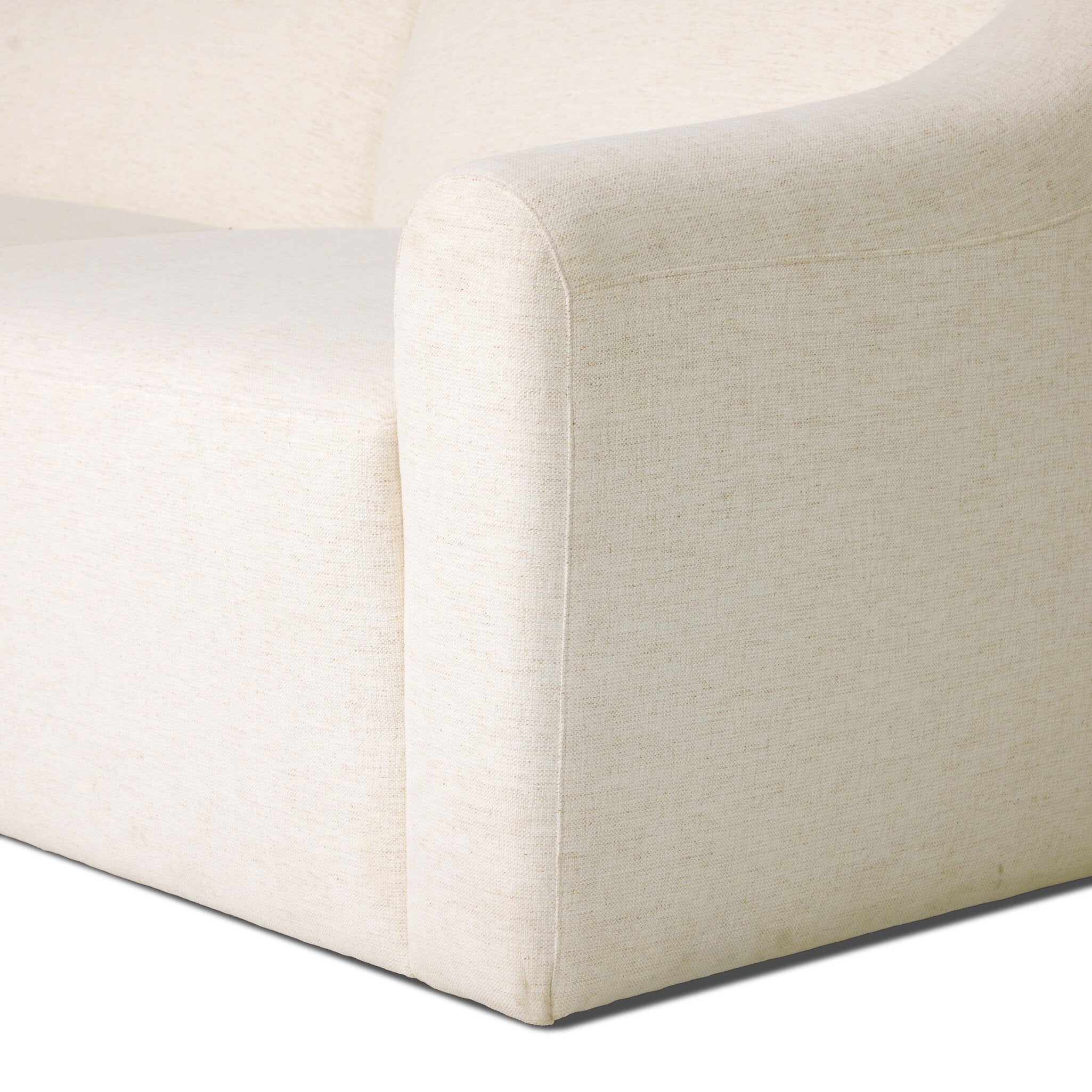 Four Hands Nellie 3 Piece Sectional in Crypton Nomad Snow, close-up detail of pocket seam cushion, view 5