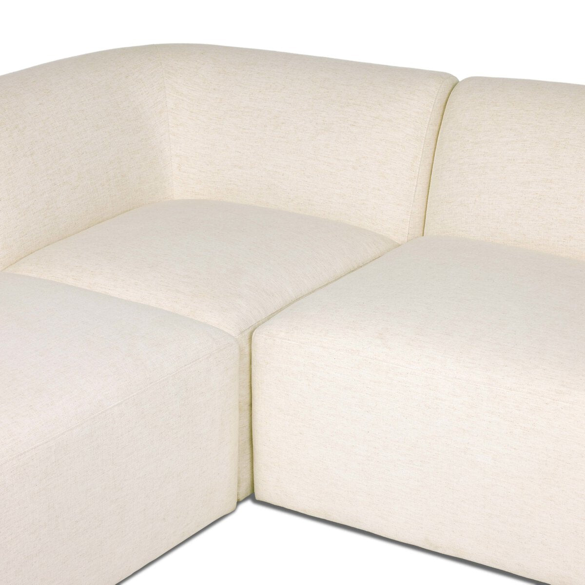Four Hands Nellie 3 Piece Sectional in Crypton Nomad Snow, close-up detail of pocket seam cushion, view 2