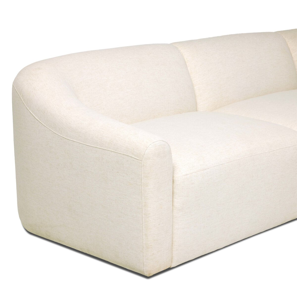 Four Hands Nellie 3 Piece Sectional in Crypton Nomad Snow, close-up detail of pocket seam cushion, view 3