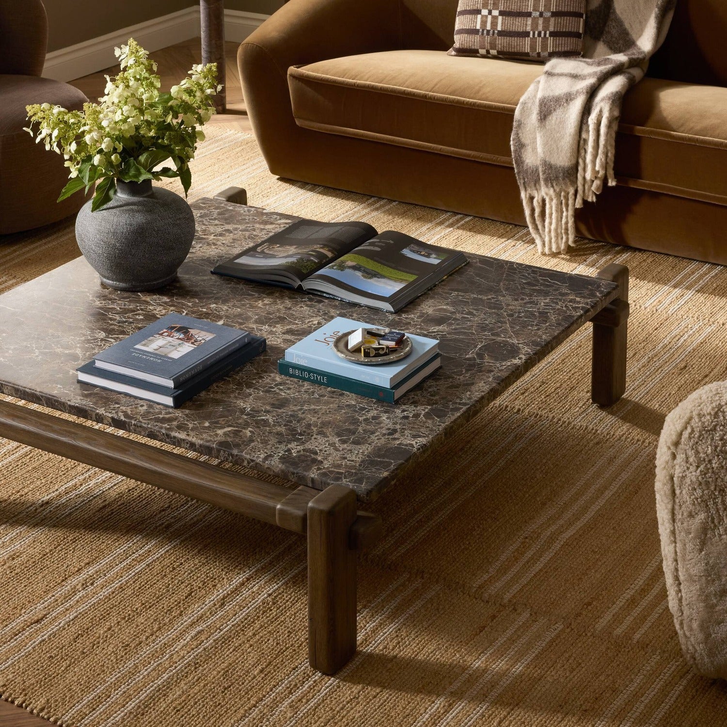 Four Hands Marcia Brown Emperador Marble Square Coffee Table