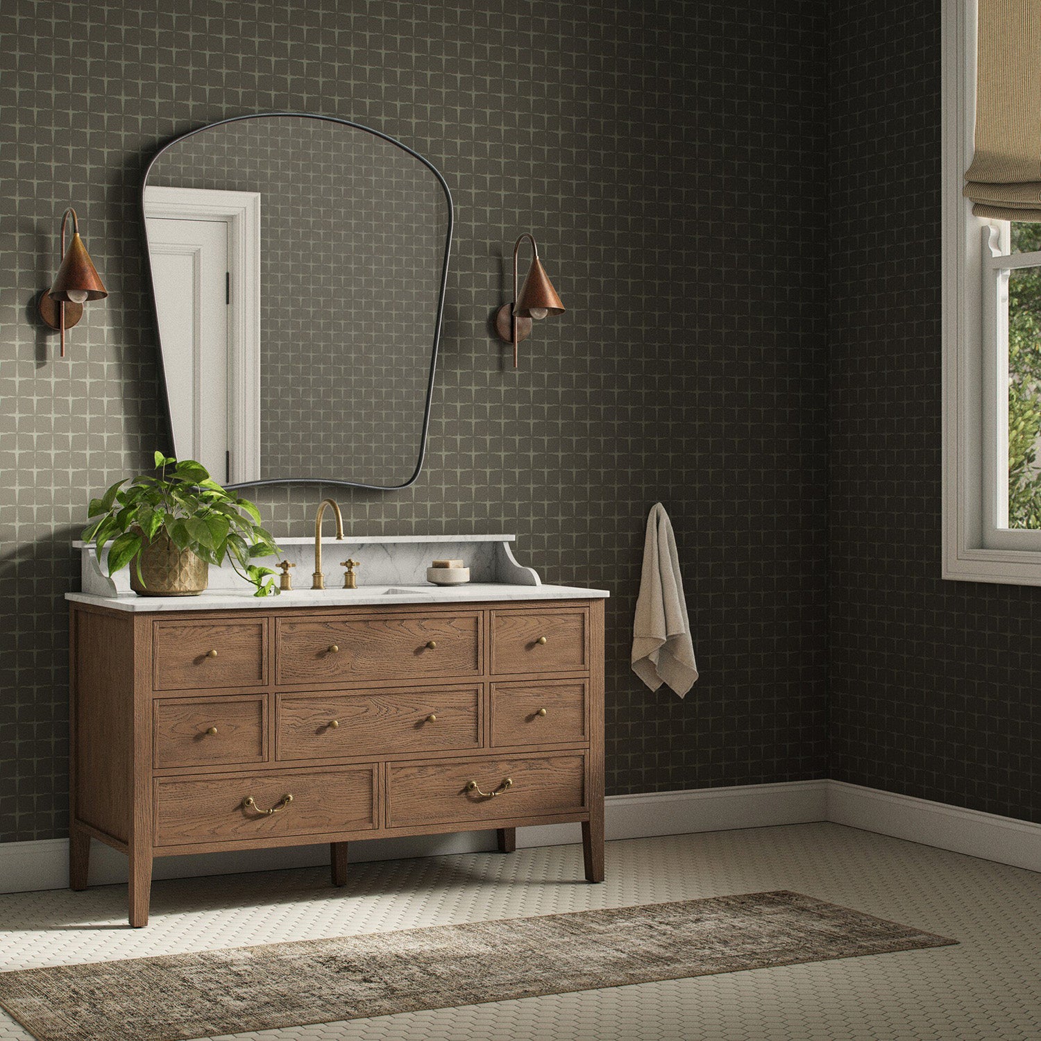 Getty Images x Four Hands Blocking Olive Night I Wallpaper