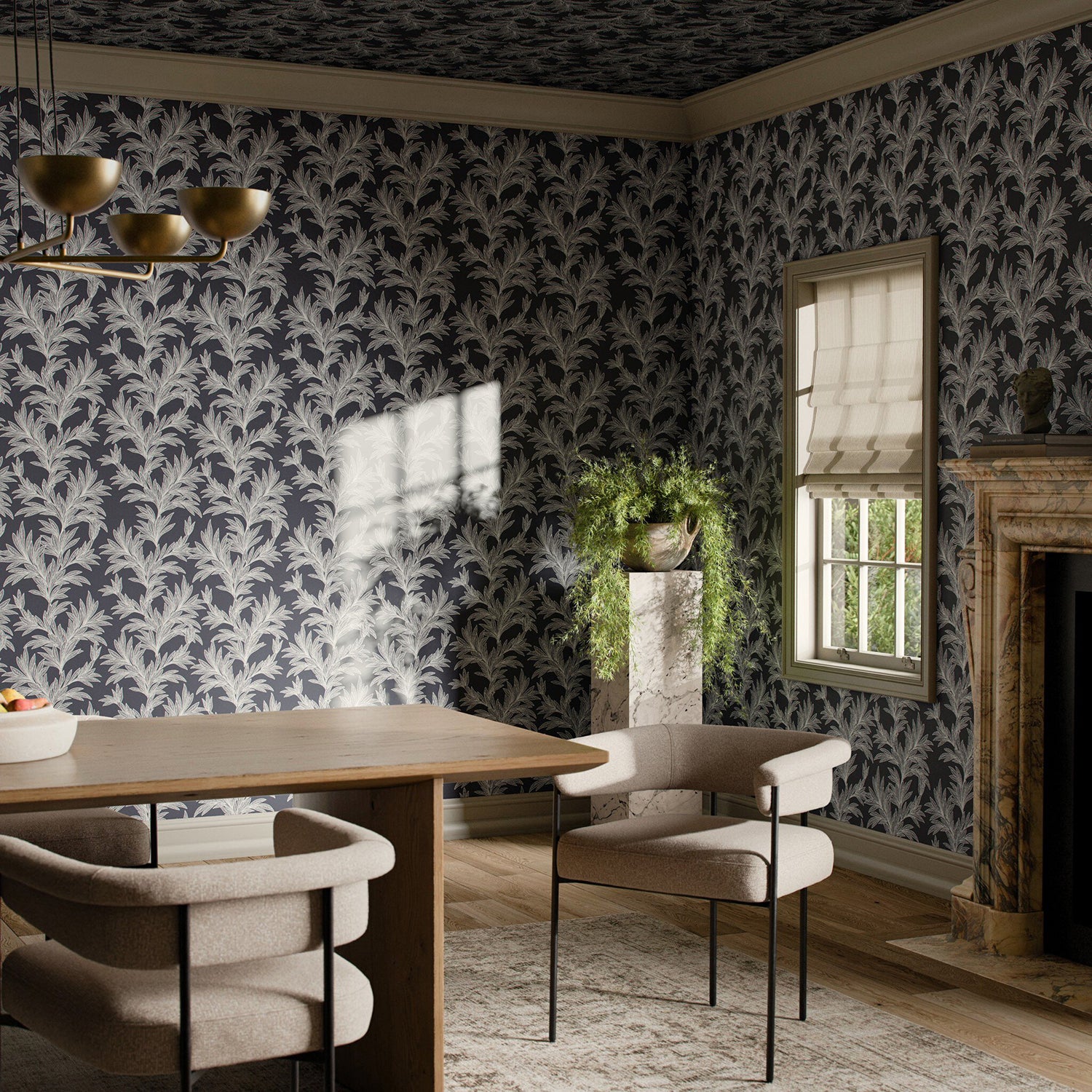 Getty Images x Four Hands Lush Leaves Black I Wallpaper