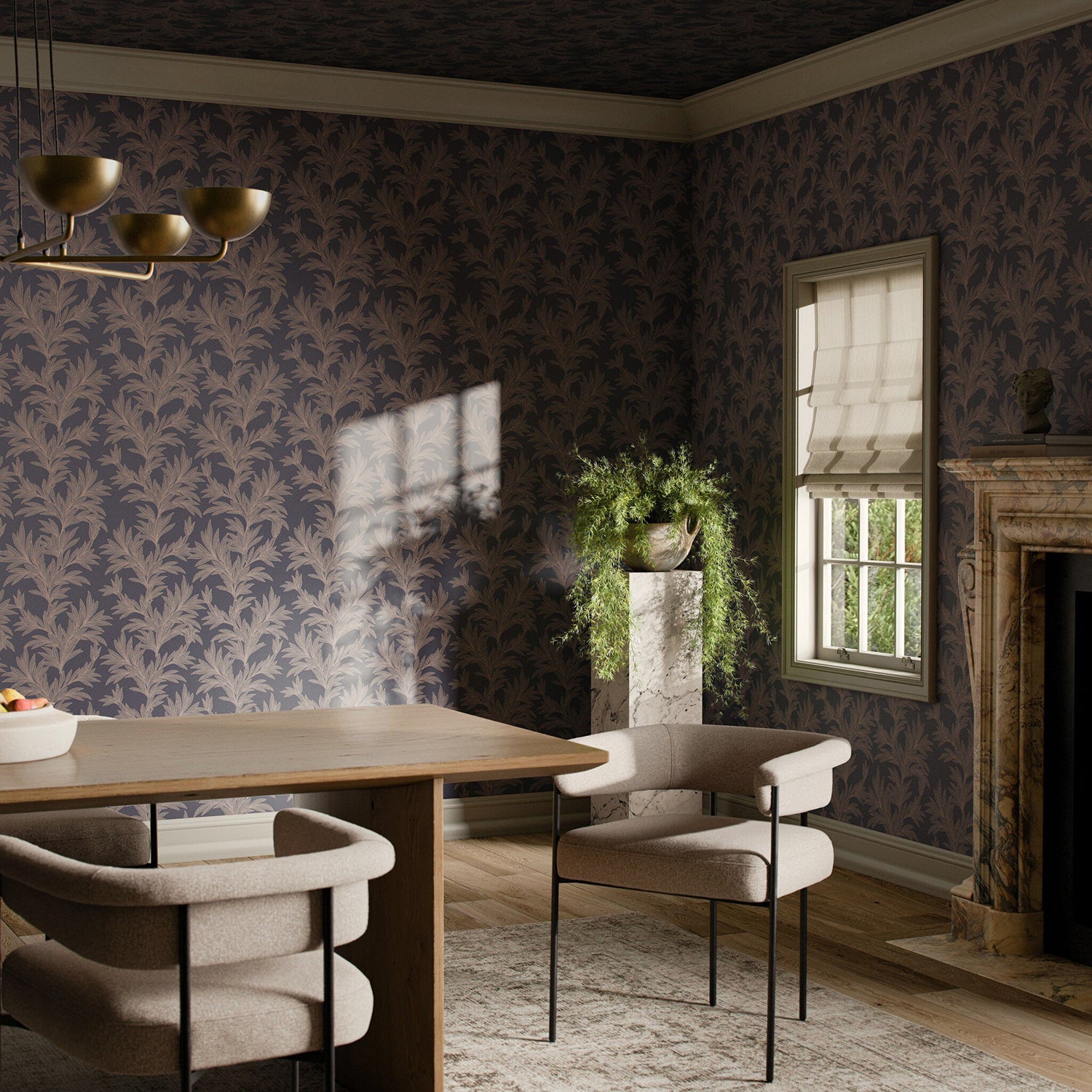 Getty Images x Four Hands Lush Leaves Black & Tan I Wallpaper