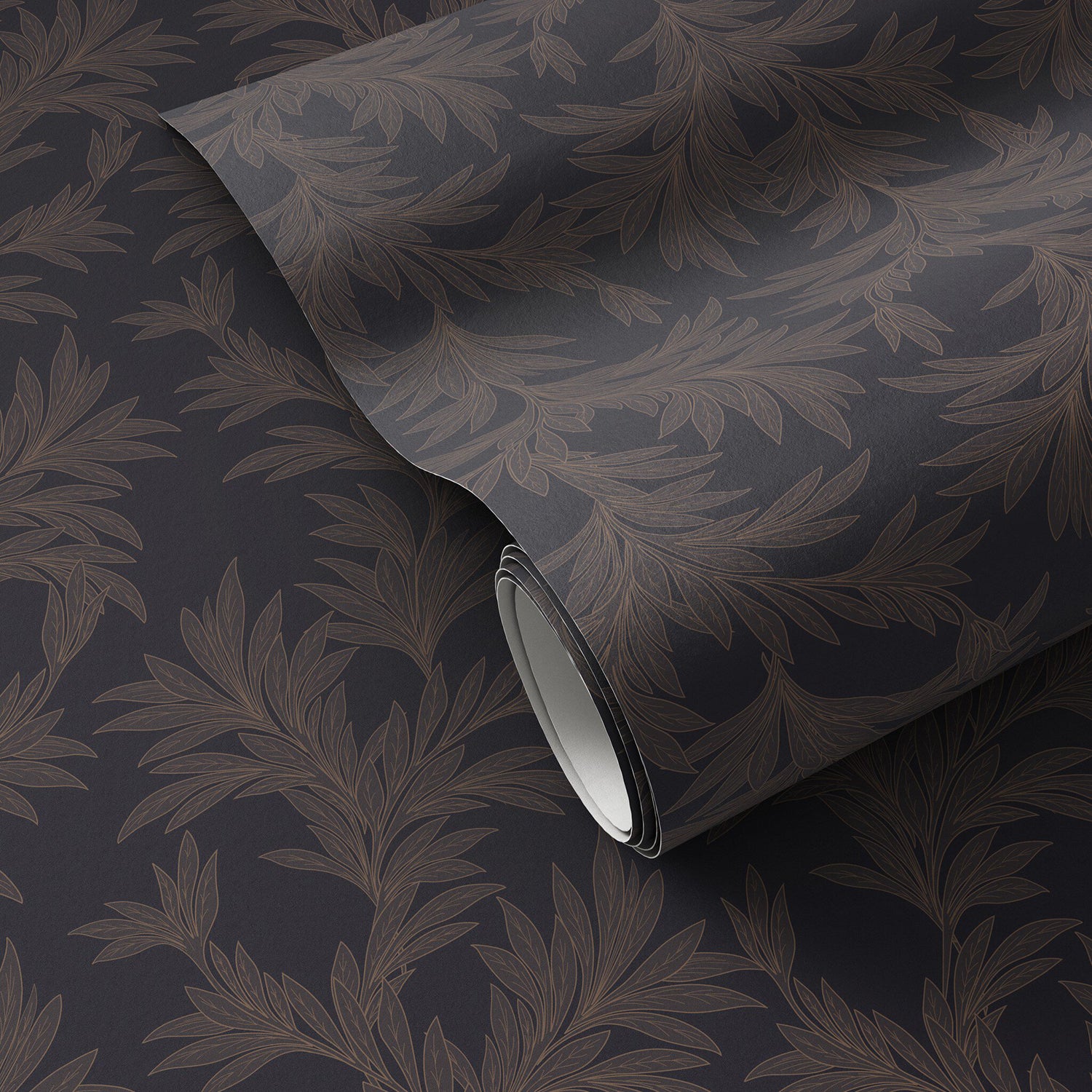 Getty Images x Four Hands Lush Leaves Black & Tan I Wallpaper