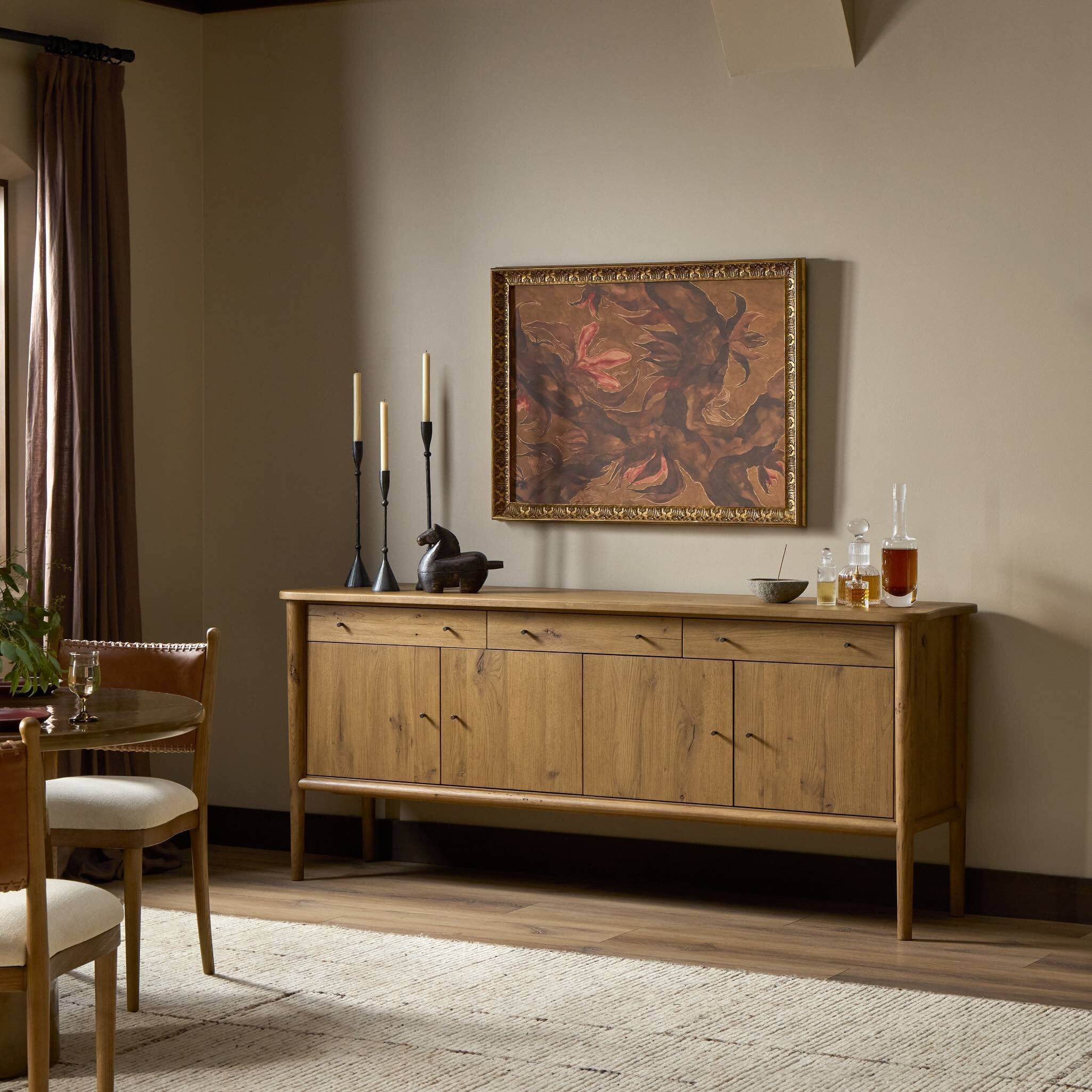 Four Hands Weslin Drifted Oak Sideboard - styled room setting