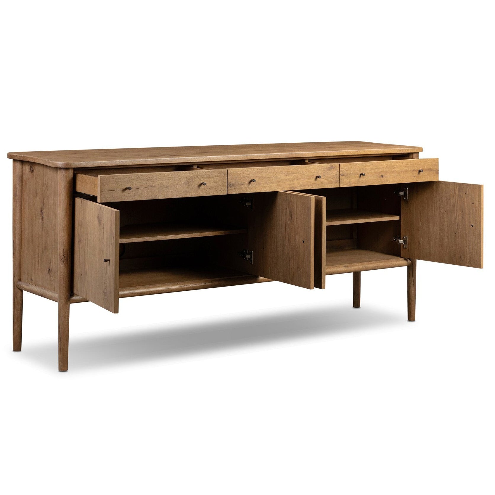 Four Hands Weslin Drifted Oak Sideboard - shown open
