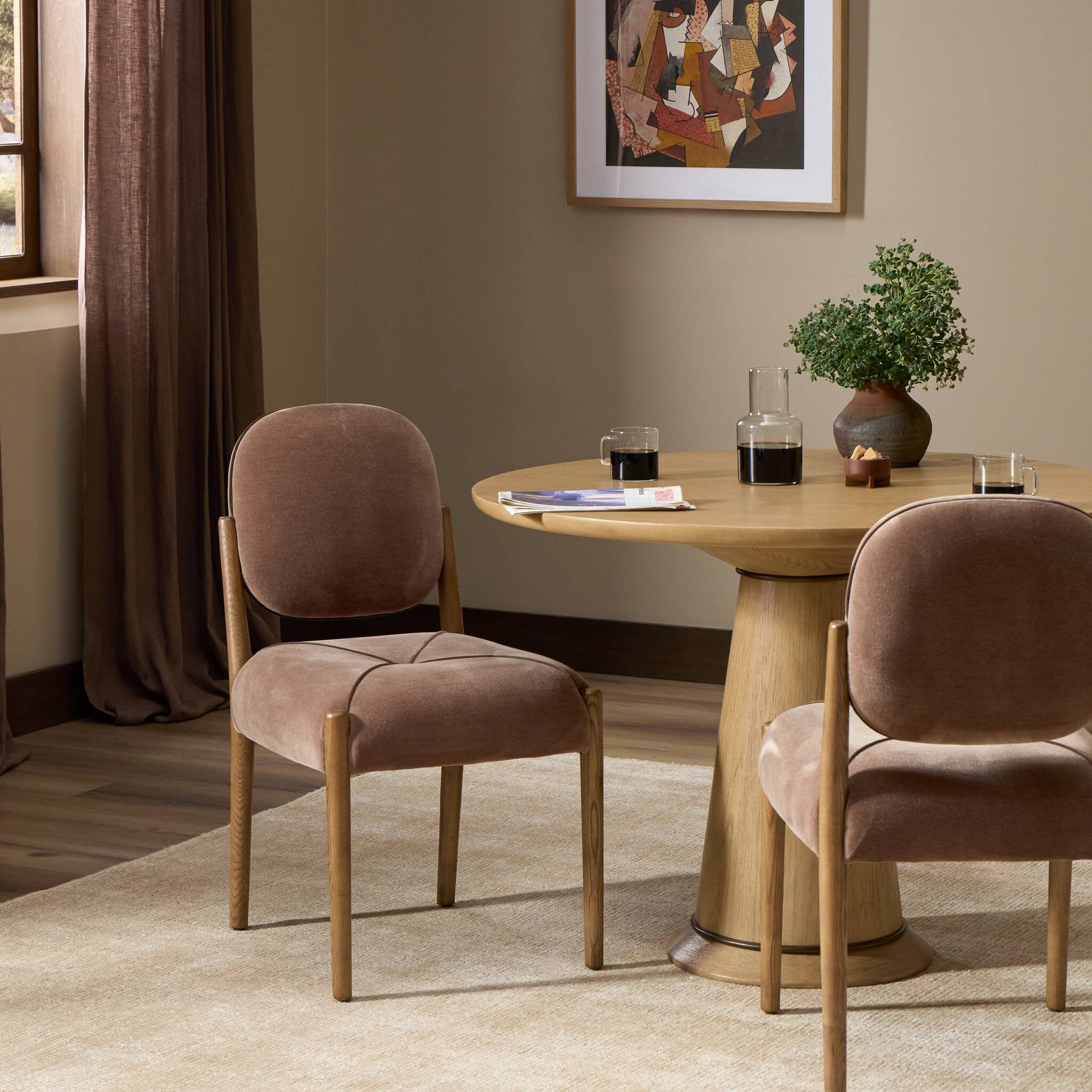 Four Hands Auden Monte Mushroom Dining Chair - styled room setting