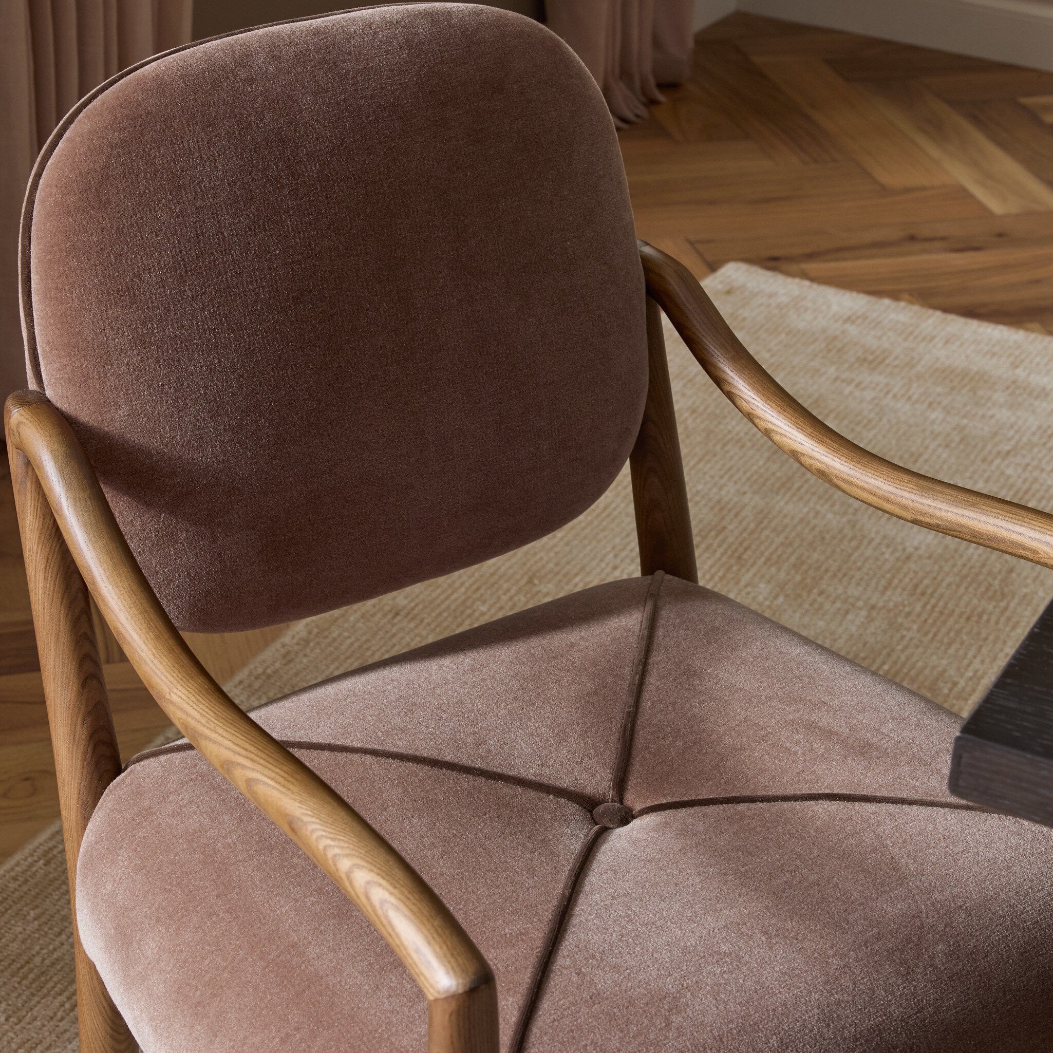 Four Hands Auden Monte Mushroom Dining Arm Chair close-up detail 7
