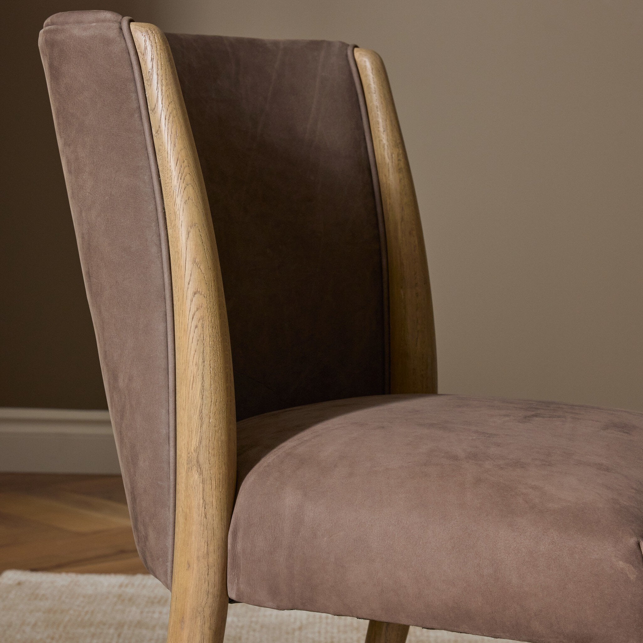 Four Hands Marela Nubuck Cigar Dining Chair close-up detail 7