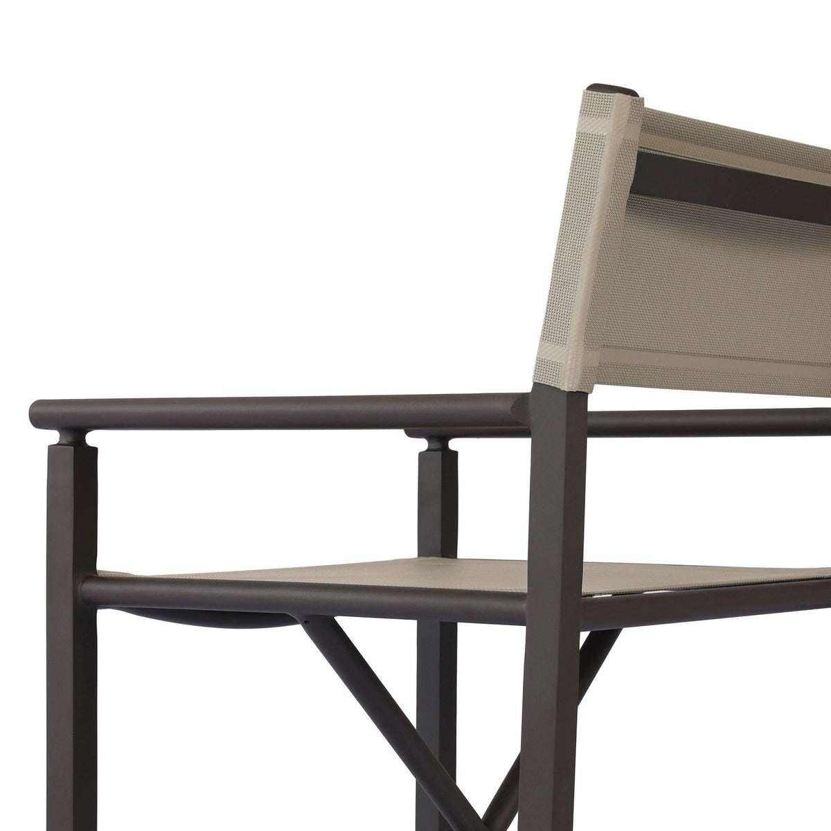 Four Hands Brisco Taupe Mesh Outdoor Dining Chair close-up detail 4