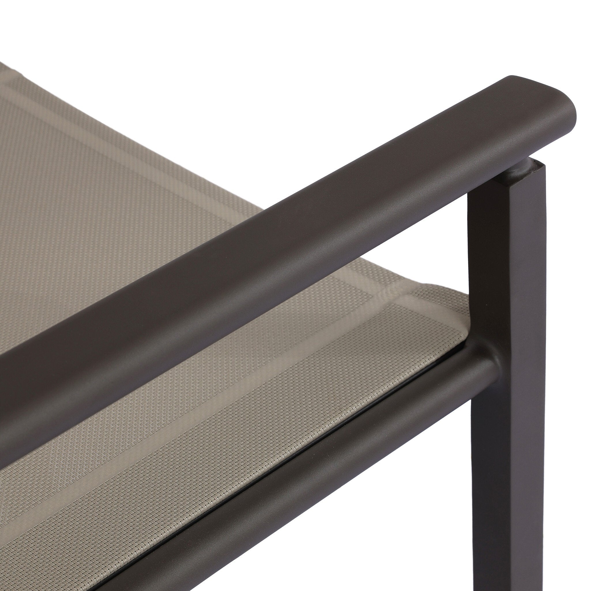 Four Hands Brisco Taupe Mesh Outdoor Dining Chair close-up detail 6