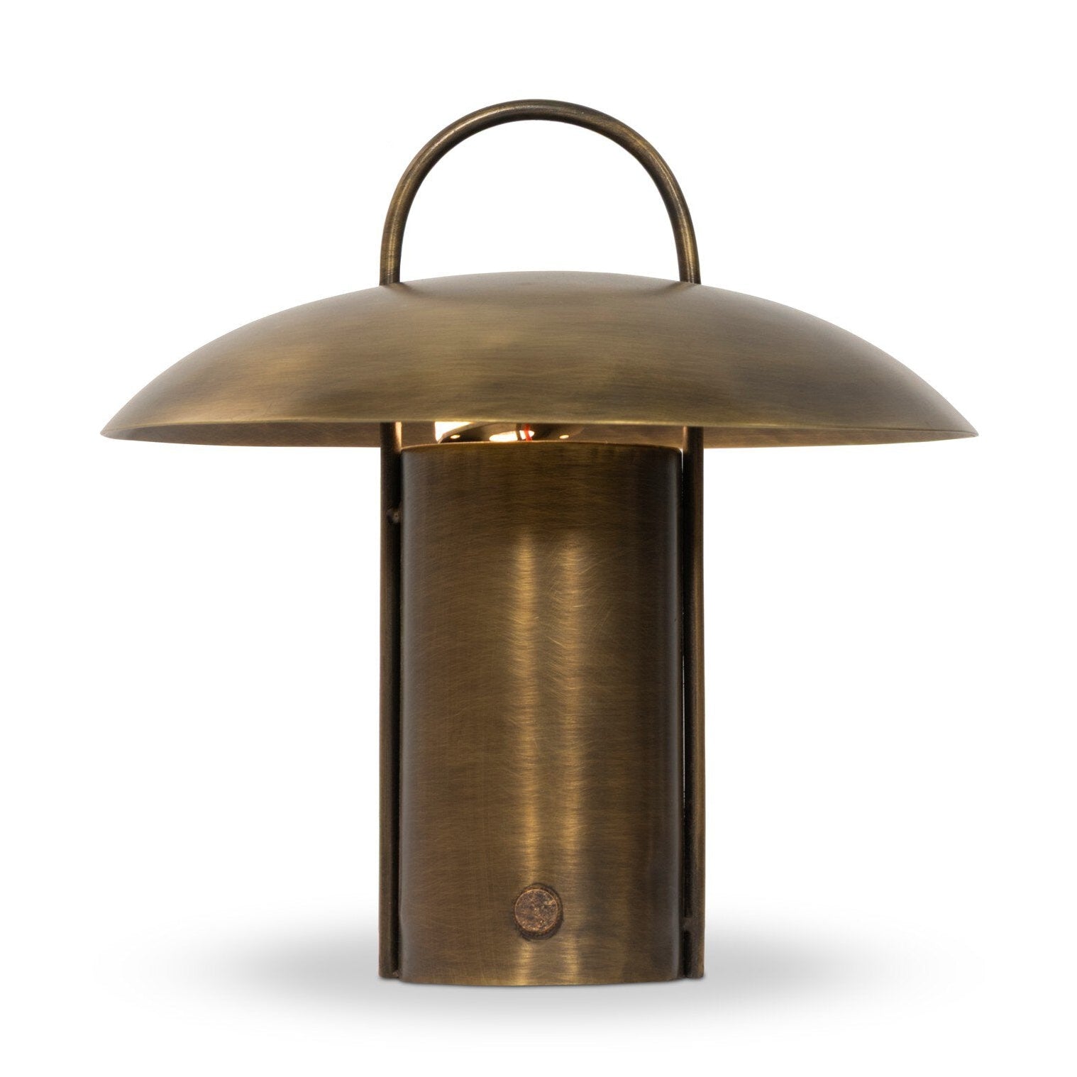 Four Hands Kivo Aged Antique Brass Iron Cordless Table Lamp styled view 2
