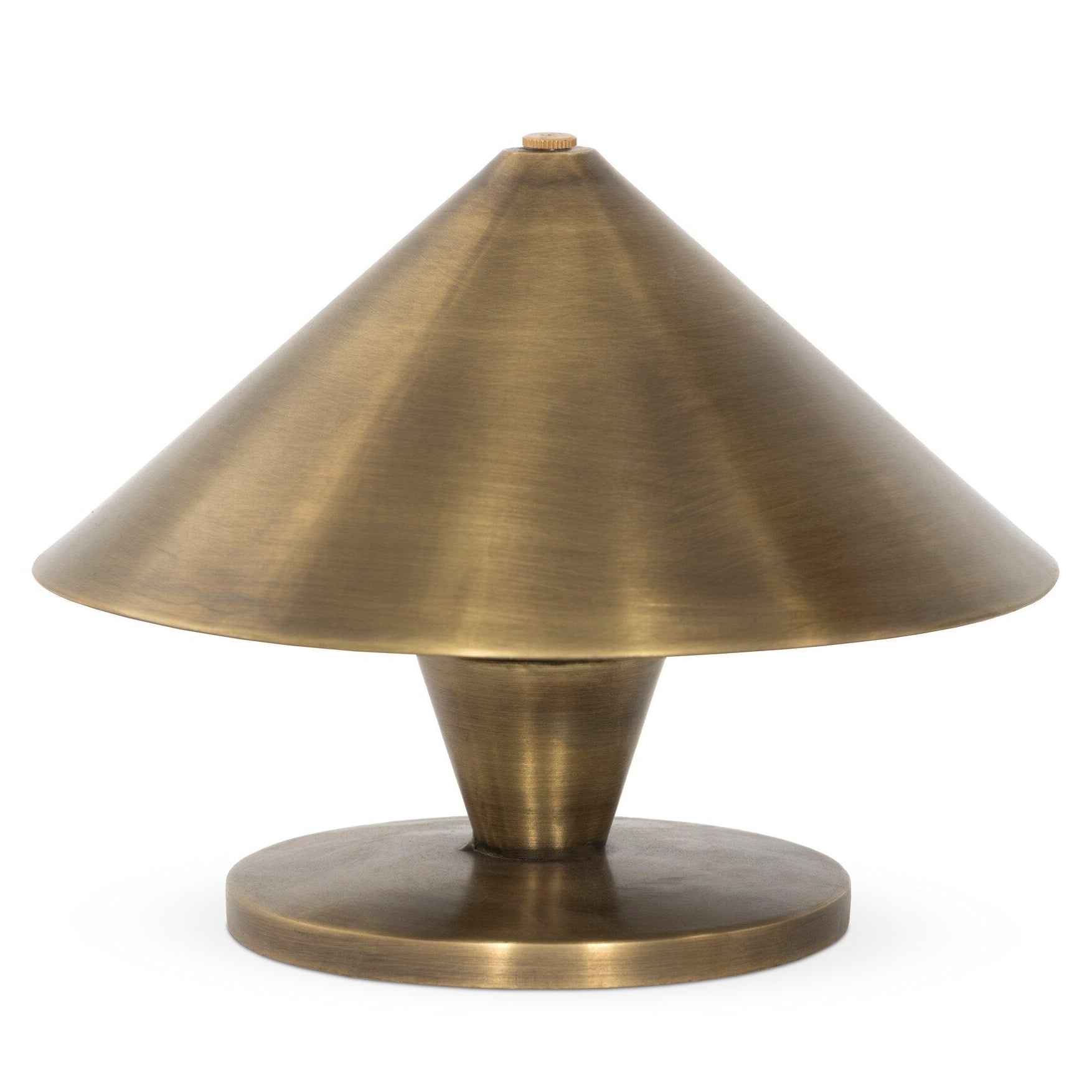 Four Hands Nyra Aged Antique Brass Iron Cordless Table Lamp styled view