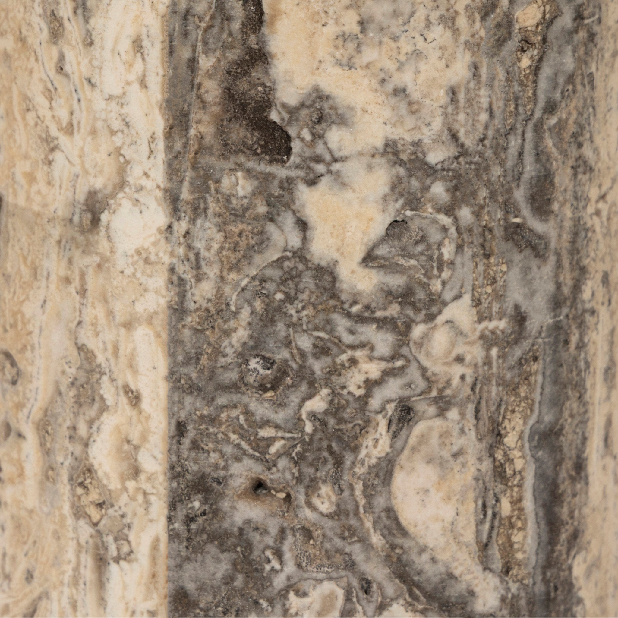 Four Hands Zana Grey Stripe Travertine Cordless Table Lamp close-up detail 3